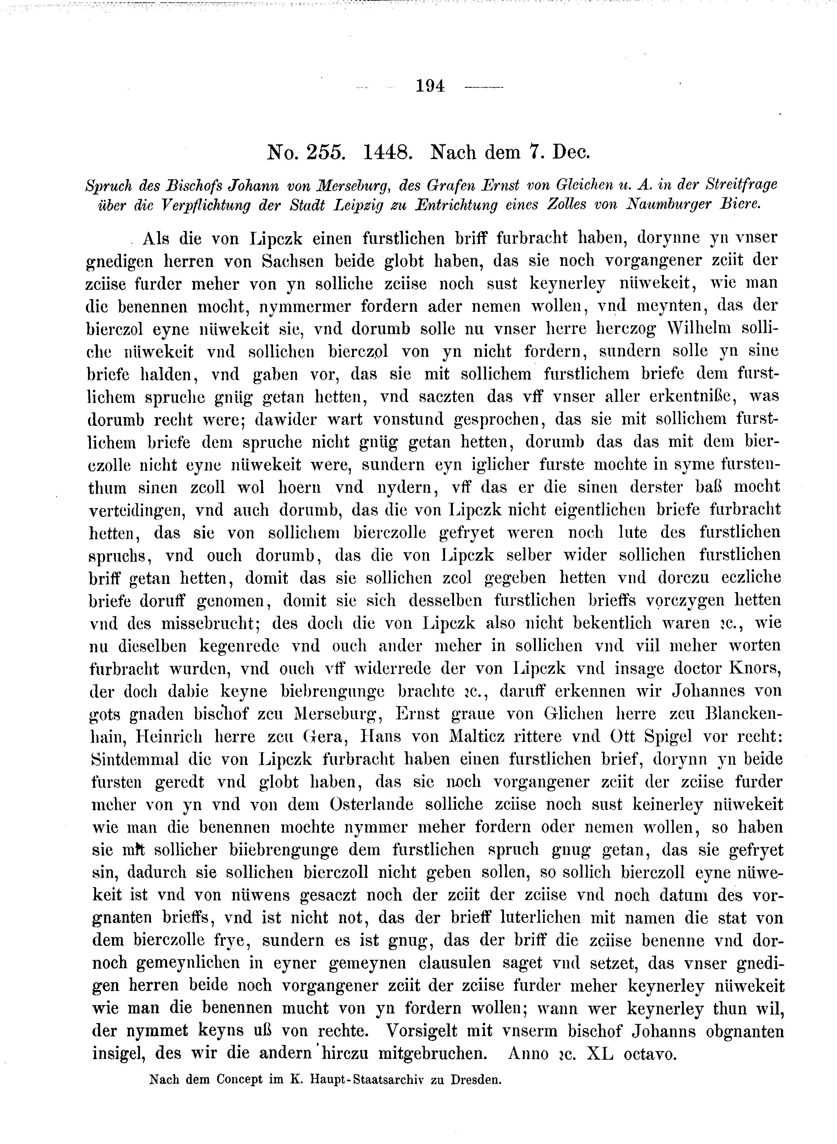 Historische Urkunde Seite 194 aus Band cds2_08