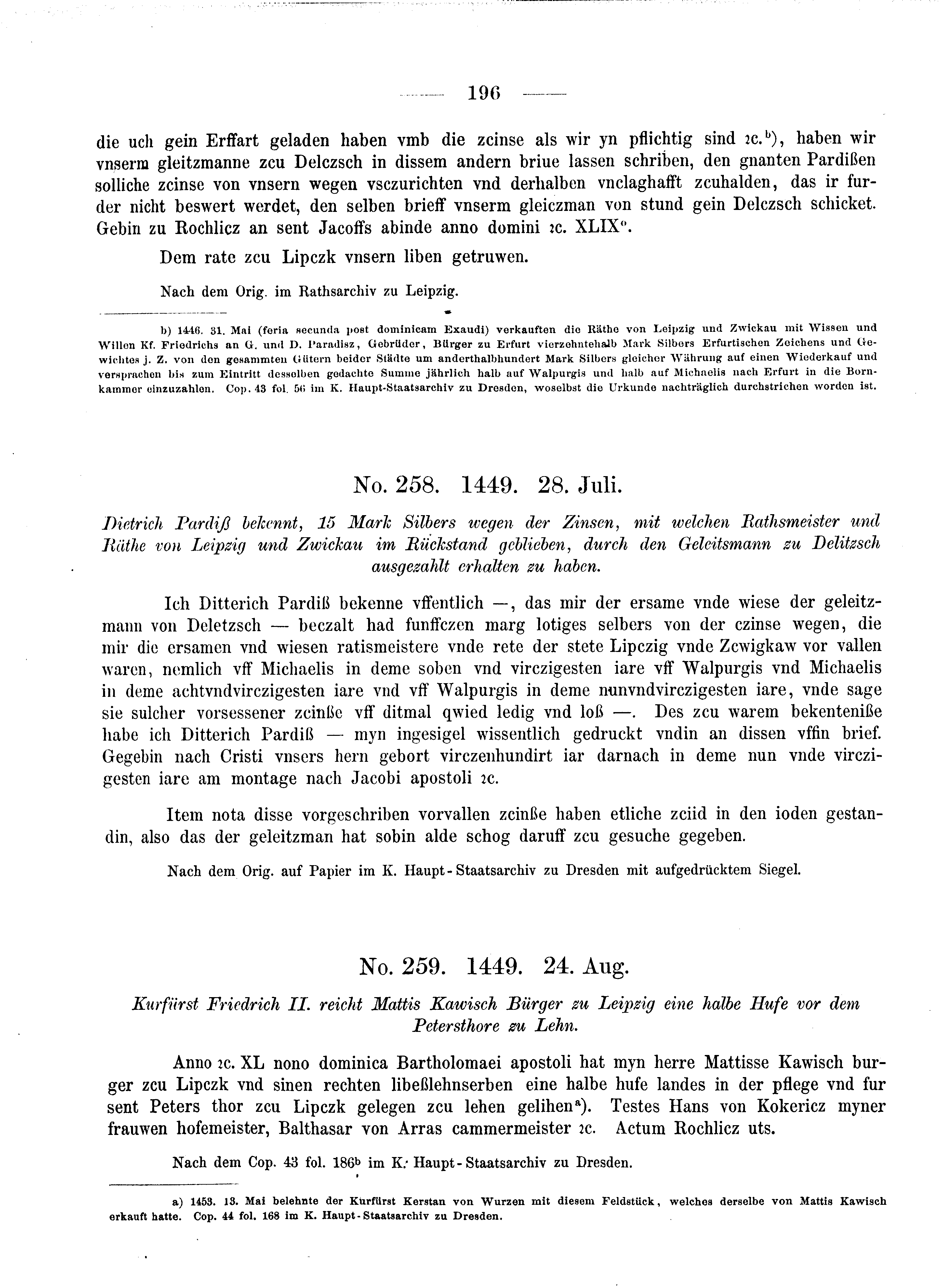 Historische Urkunde Seite 196 aus Band cds2_08