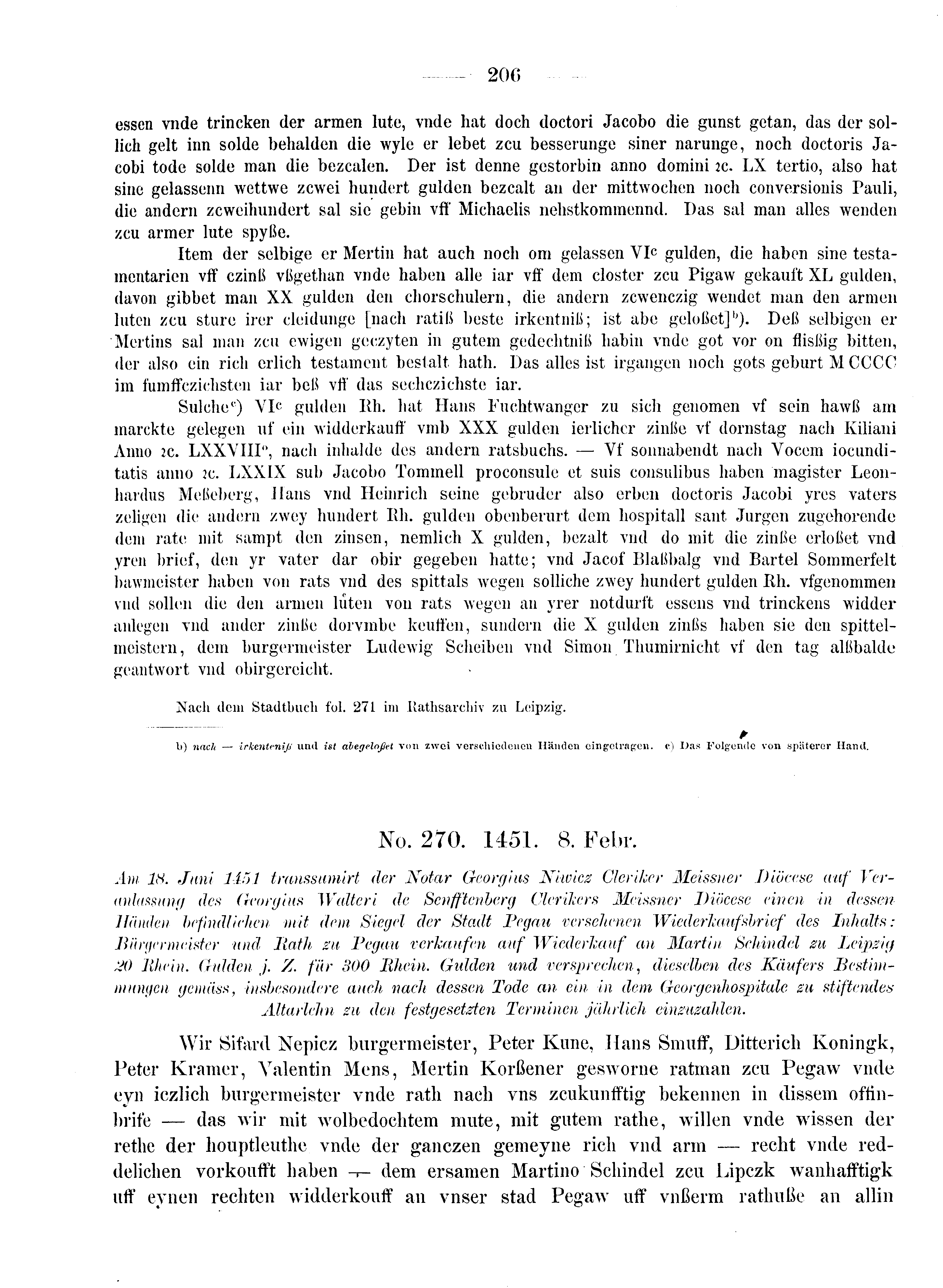Historische Urkunde Seite 206 aus Band cds2_08
