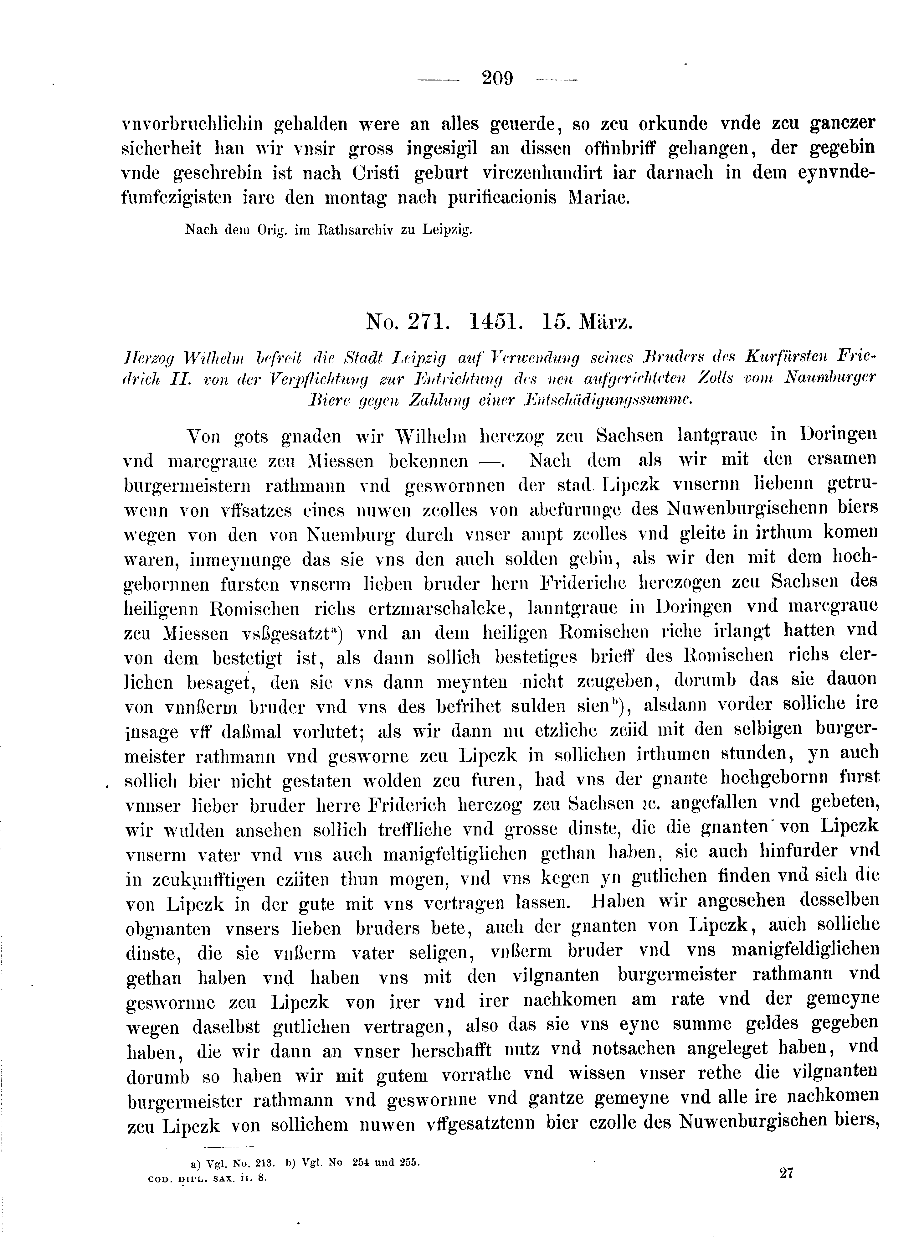 Historische Urkunde Seite 209 aus Band cds2_08