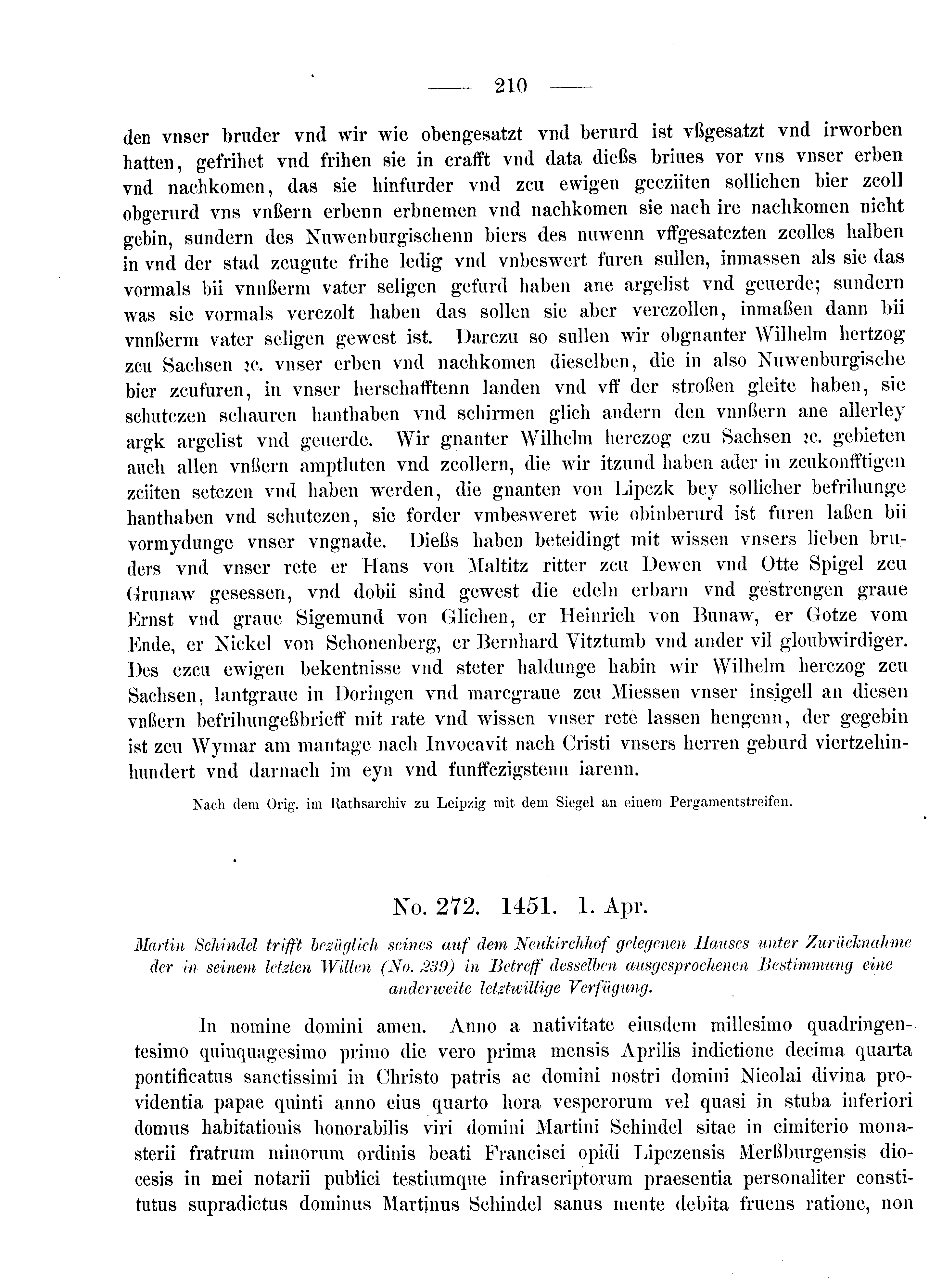 Historische Urkunde Seite 210 aus Band cds2_08