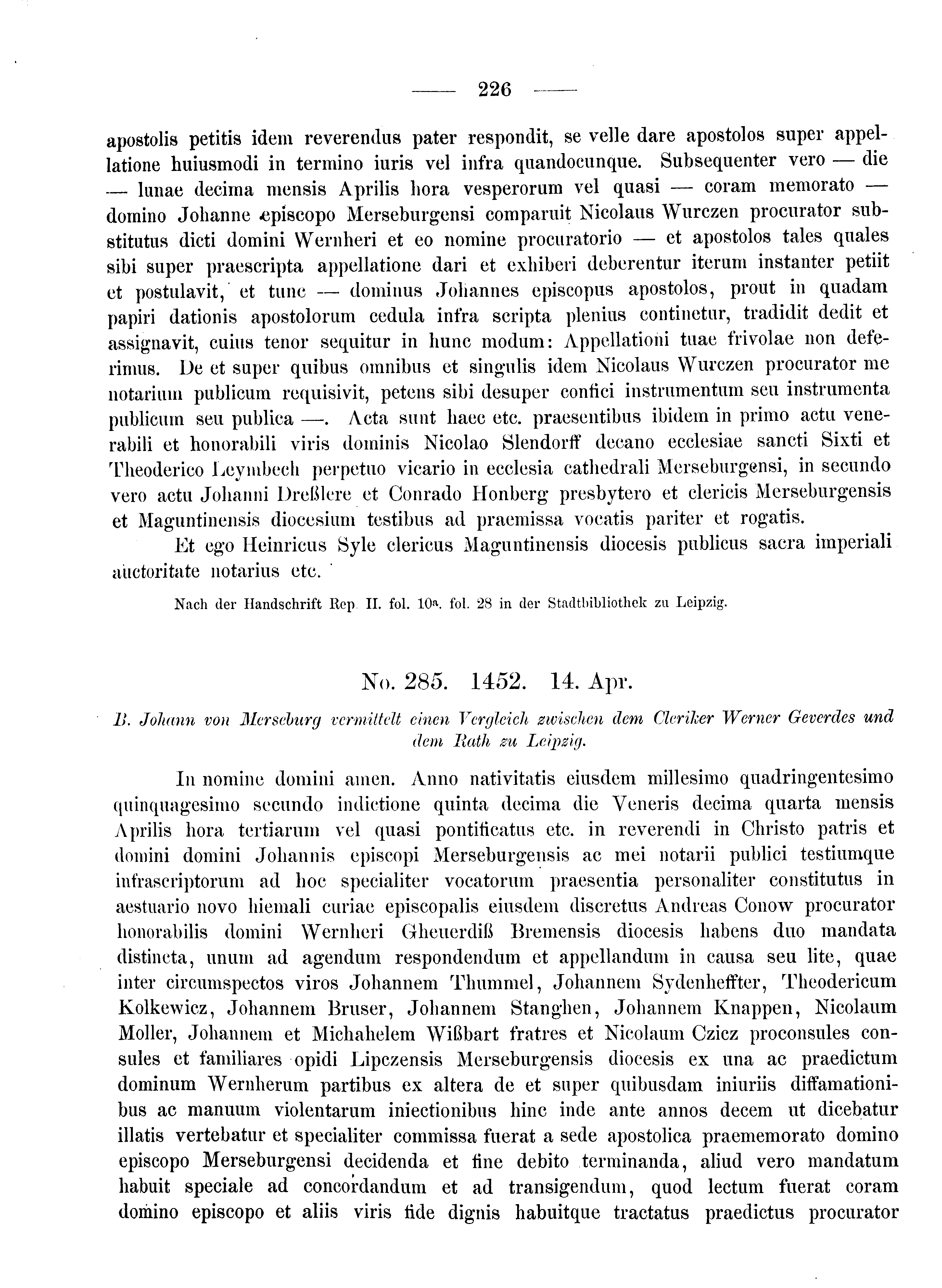 Historische Urkunde Seite 226 aus Band cds2_08