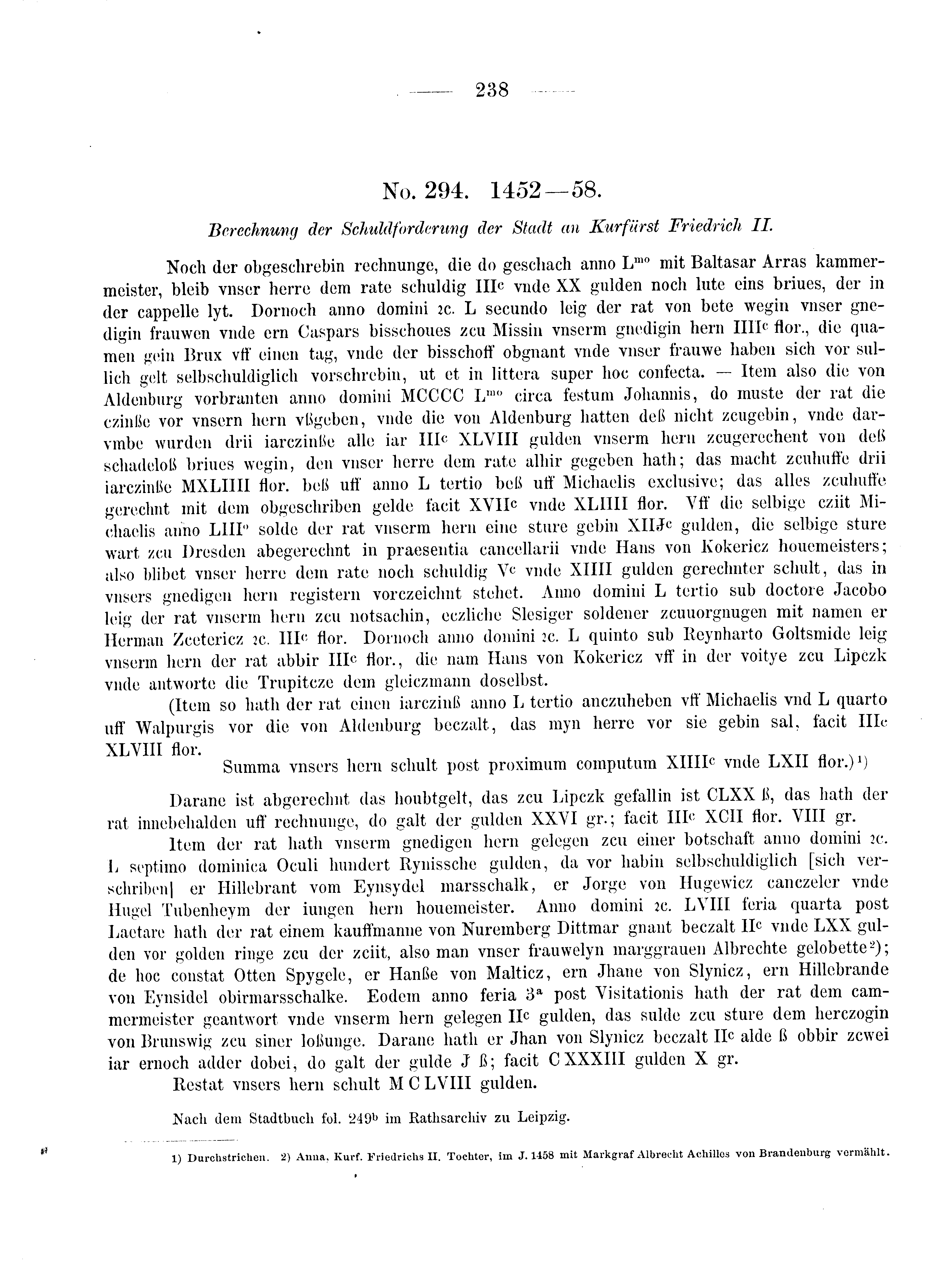 Historische Urkunde Seite 238 aus Band cds2_08