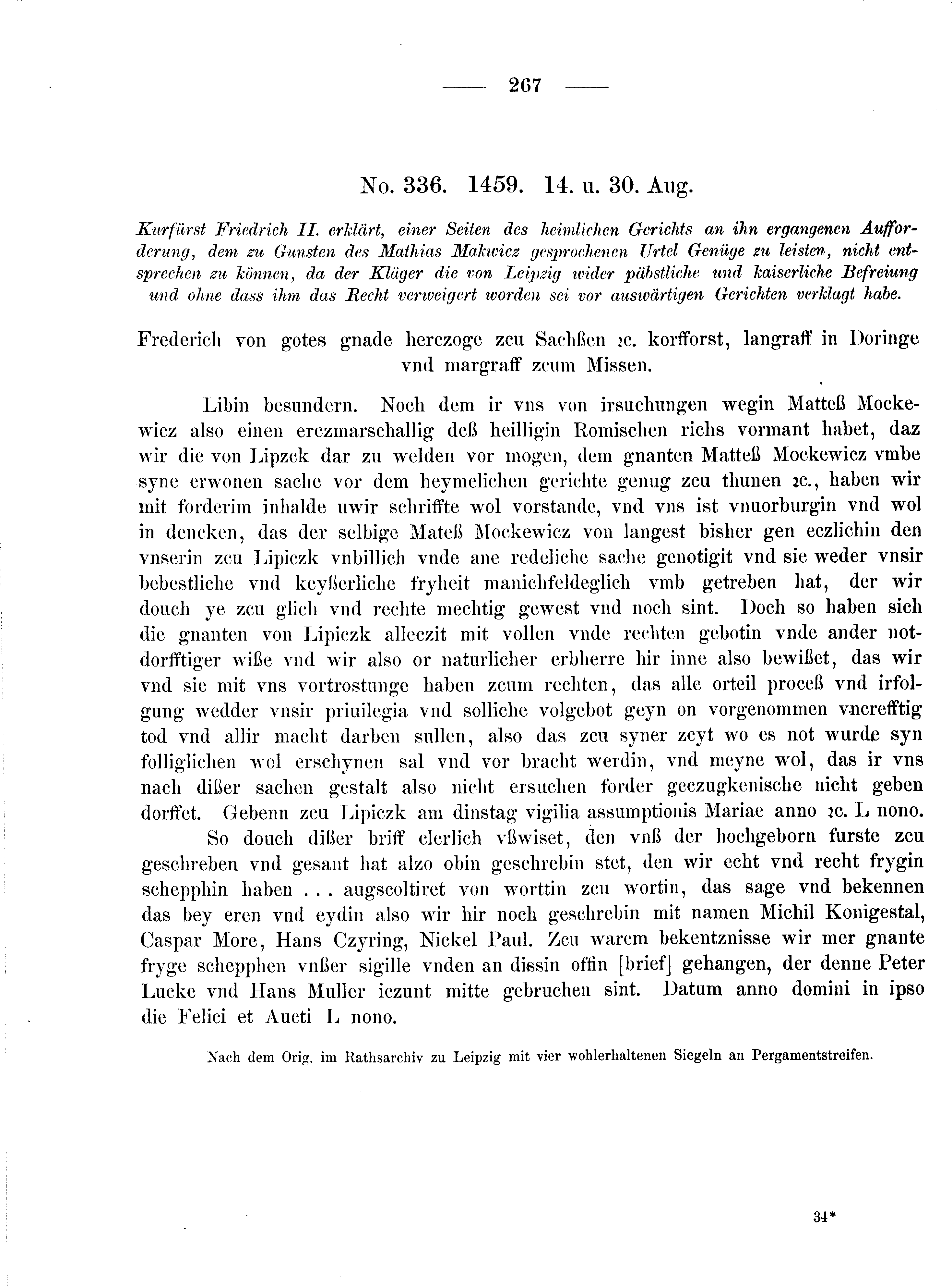 Historische Urkunde Seite 267 aus Band cds2_08