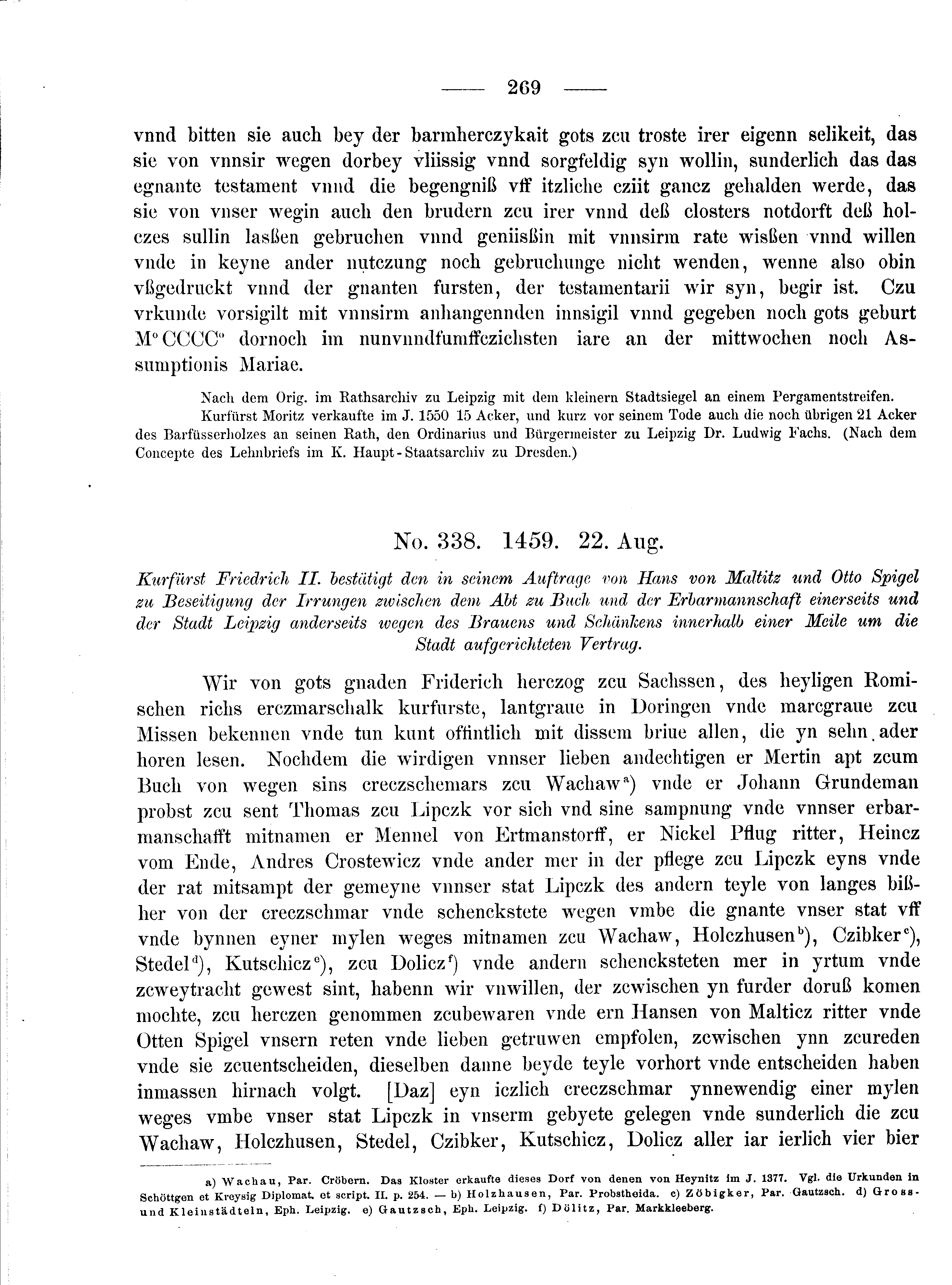 Historische Urkunde Seite 269 aus Band cds2_08