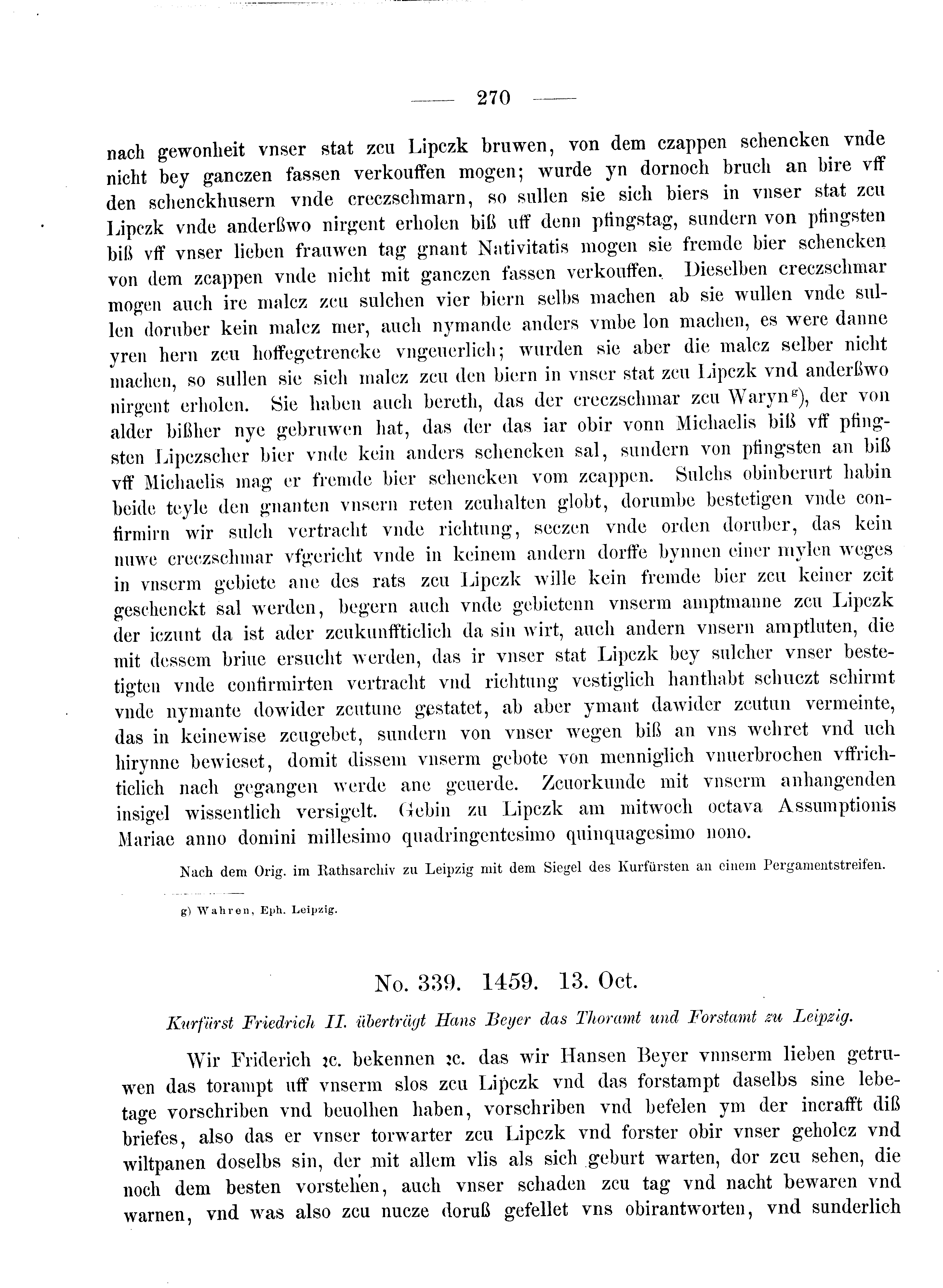 Historische Urkunde Seite 270 aus Band cds2_08