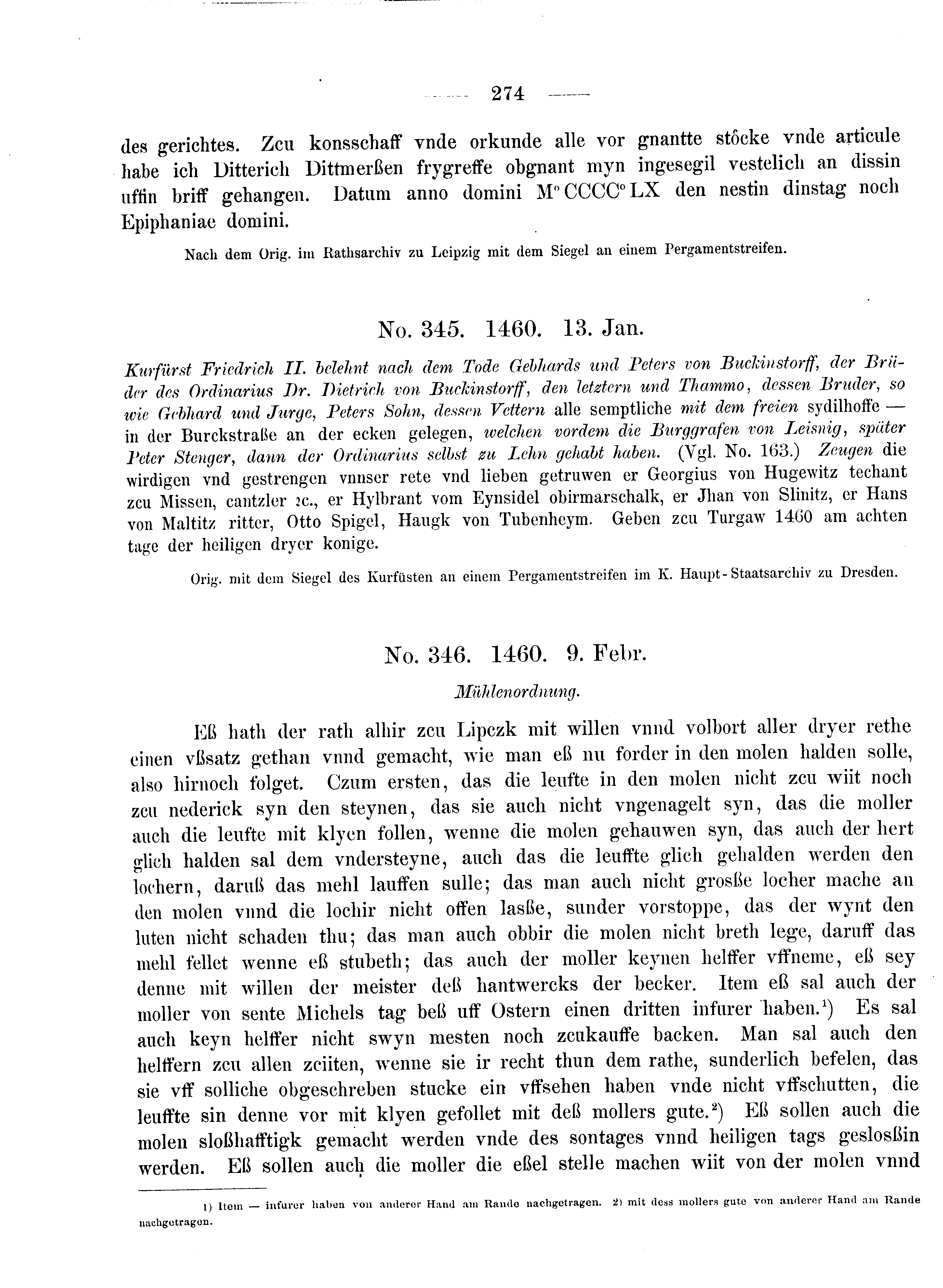 Historische Urkunde Seite 274 aus Band cds2_08