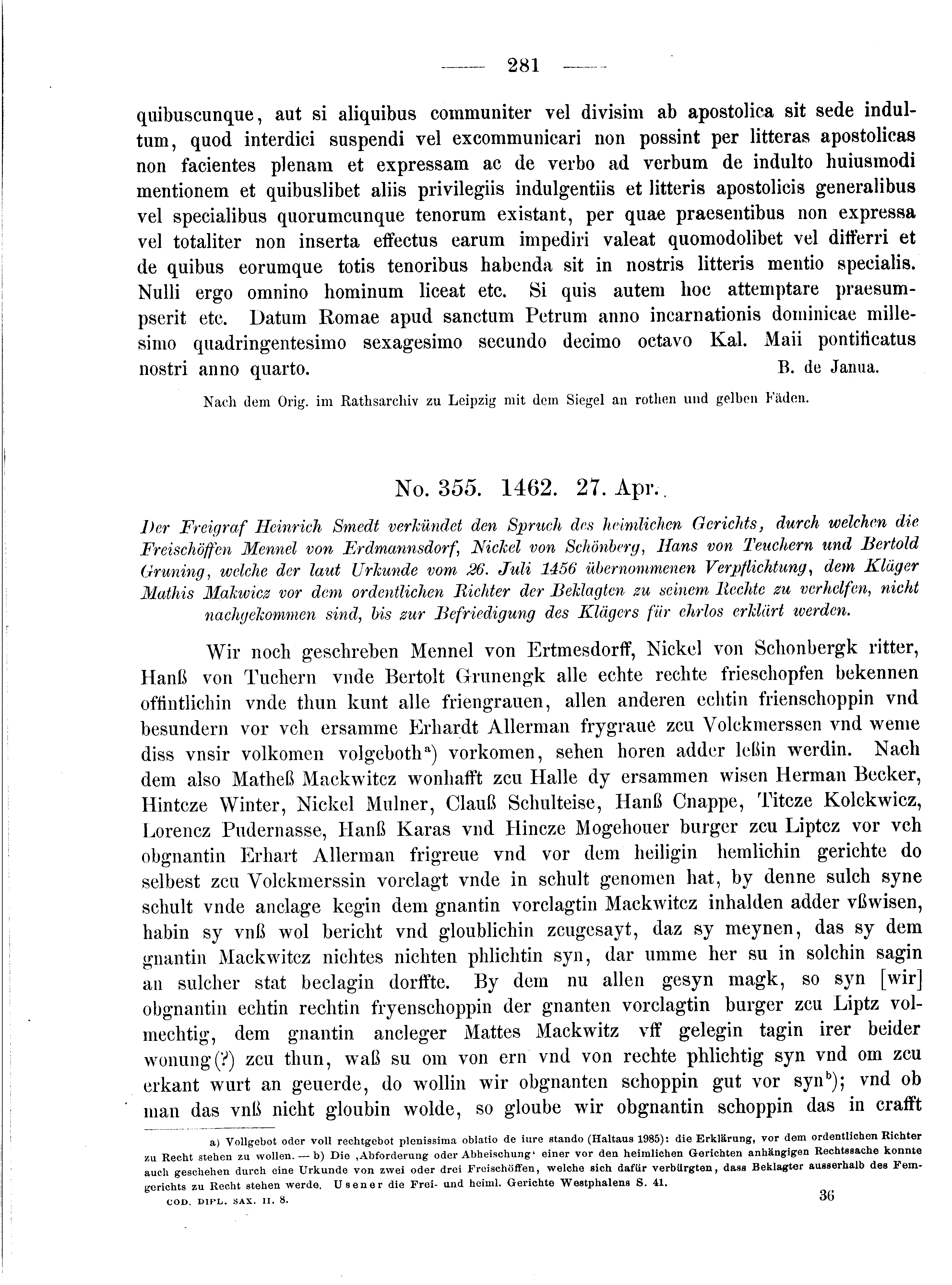 Historische Urkunde Seite 281 aus Band cds2_08