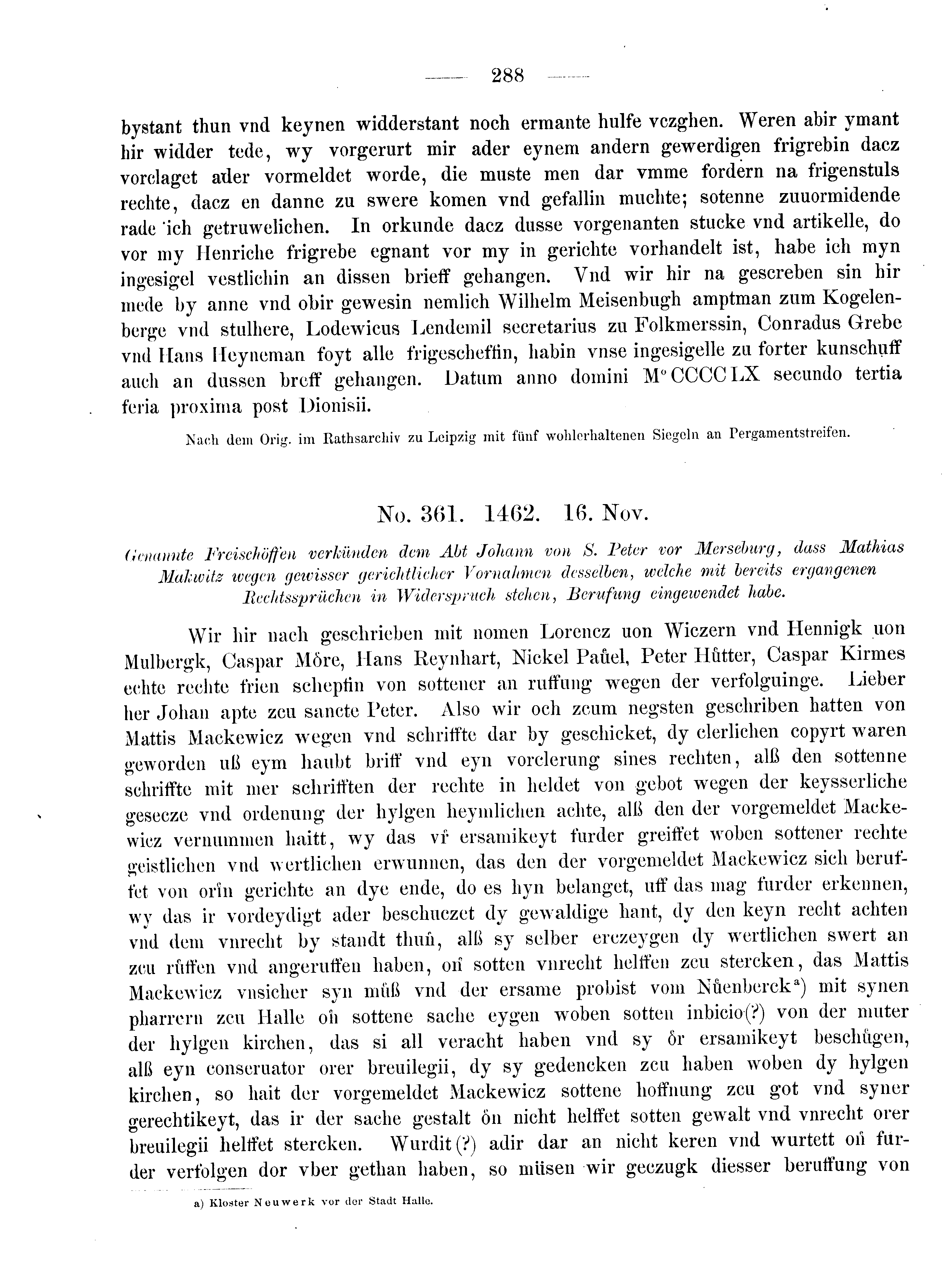 Historische Urkunde Seite 288 aus Band cds2_08