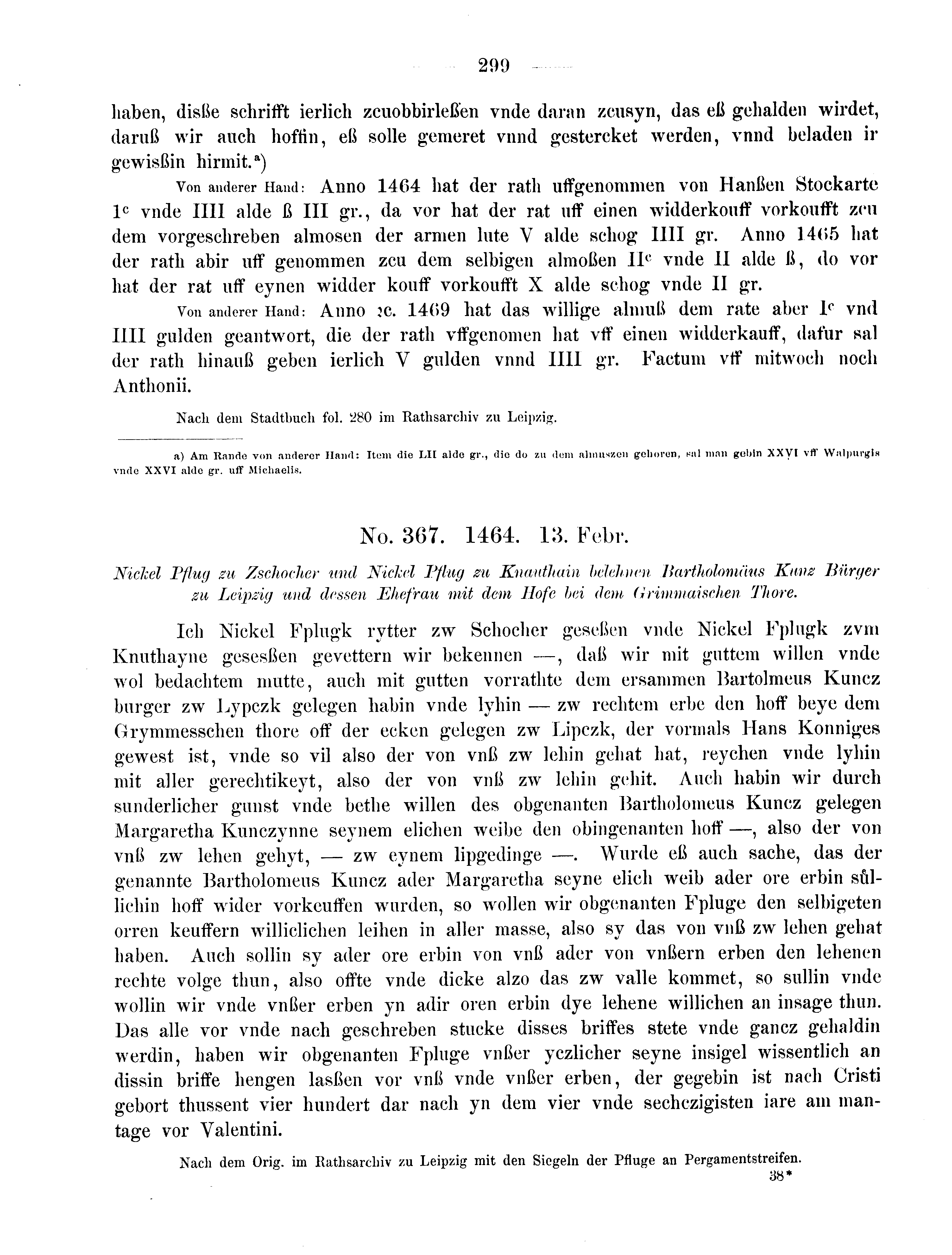 Historische Urkunde Seite 299 aus Band cds2_08