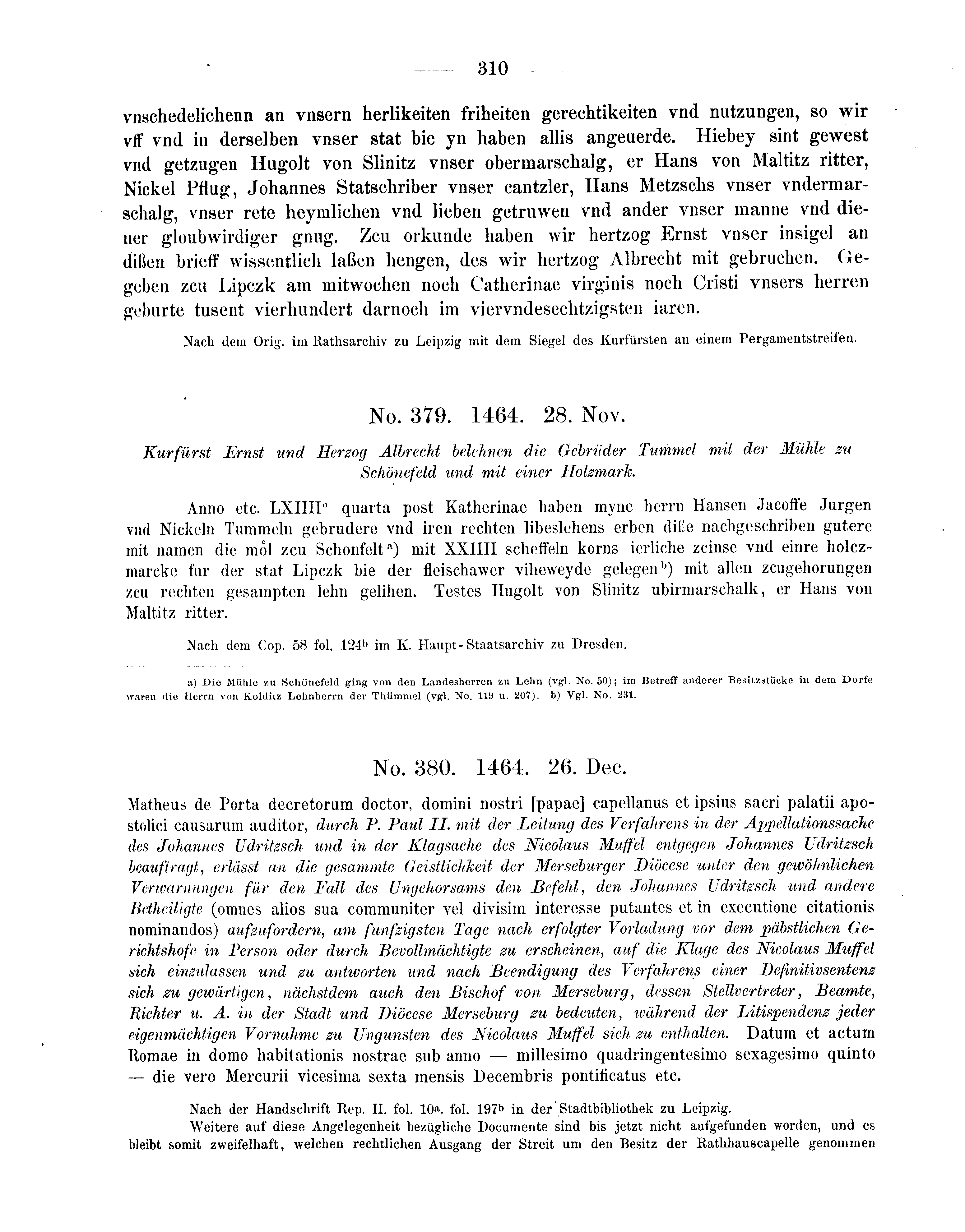 Historische Urkunde Seite 310 aus Band cds2_08