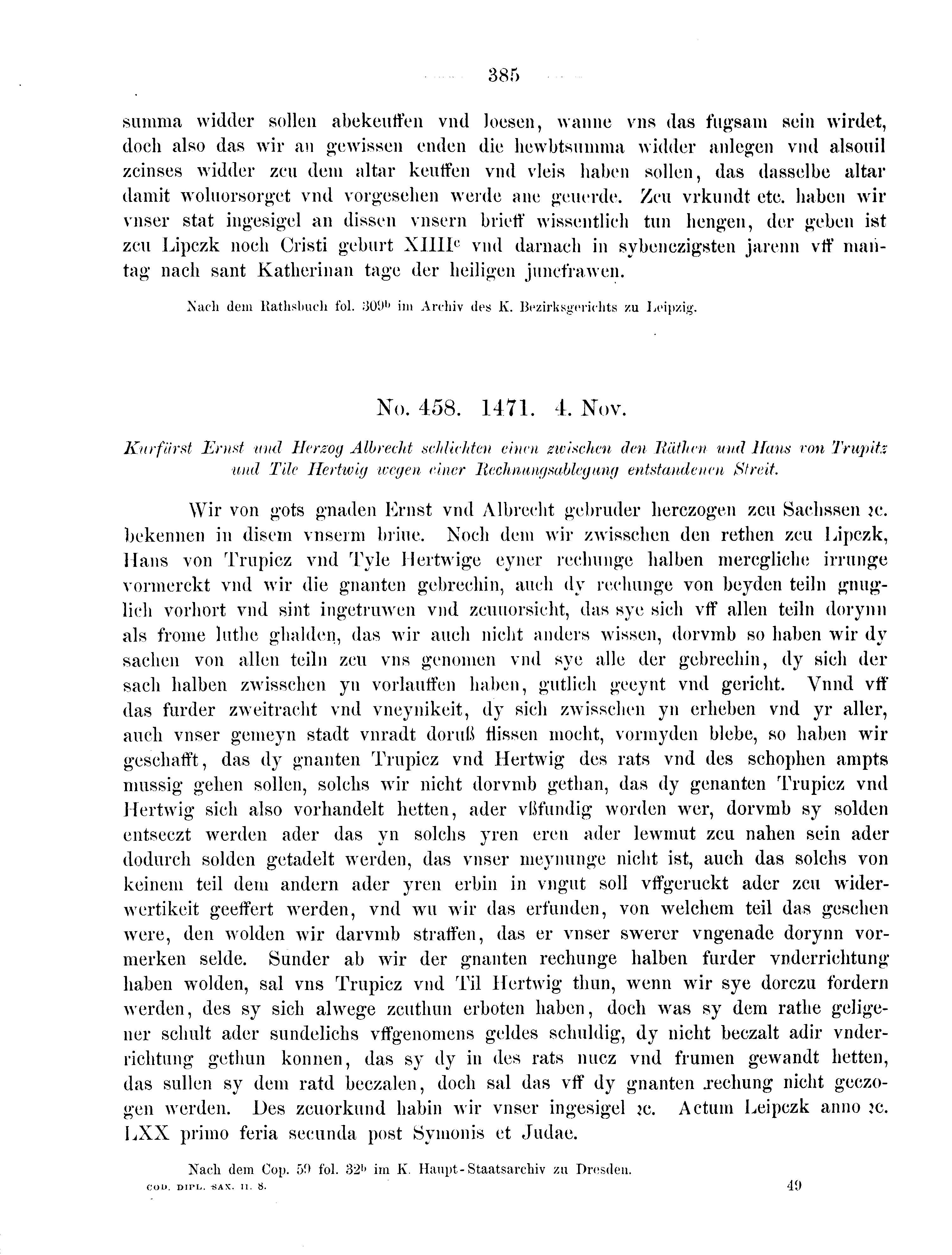 Historische Urkunde Seite 385 aus Band cds2_08