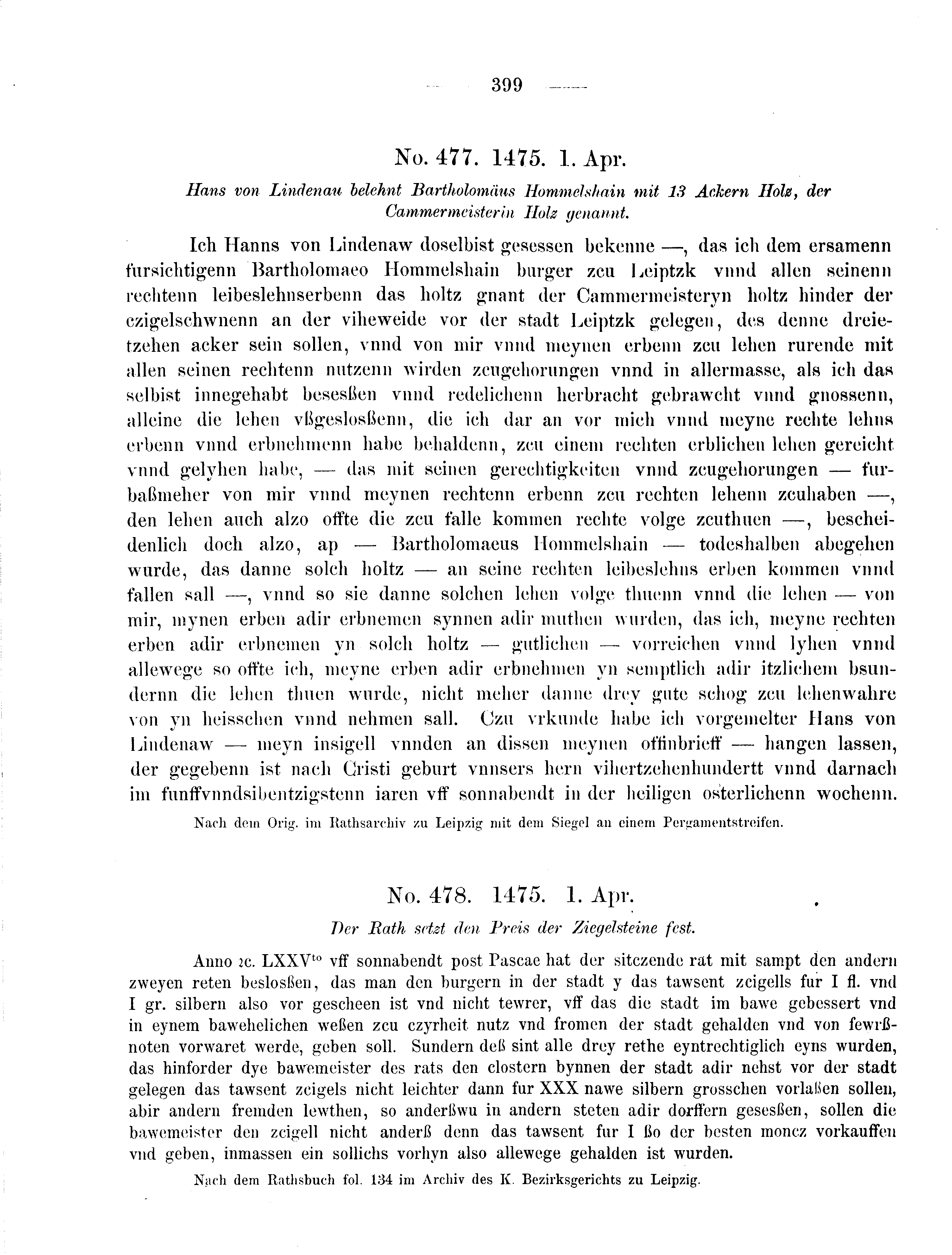 Historische Urkunde Seite 399 aus Band cds2_08