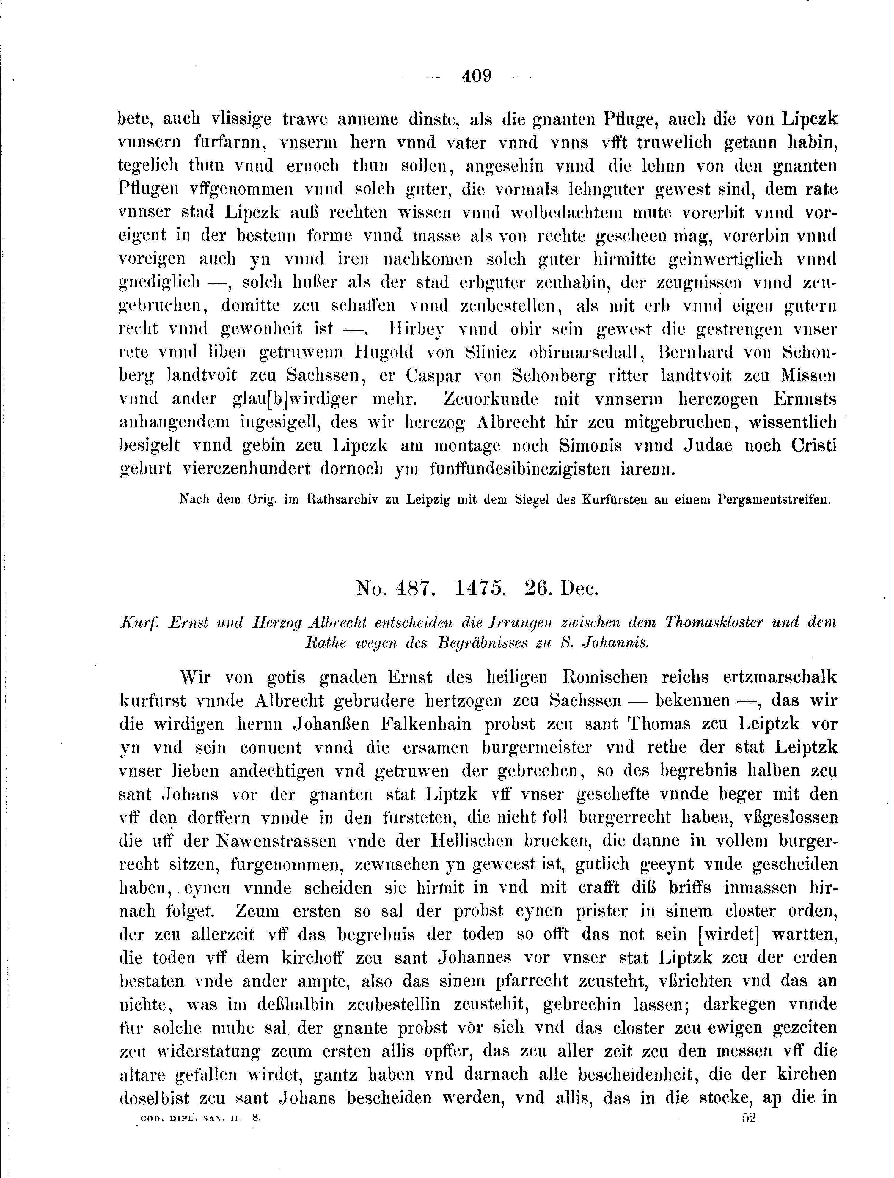 Historische Urkunde Seite 409 aus Band cds2_08