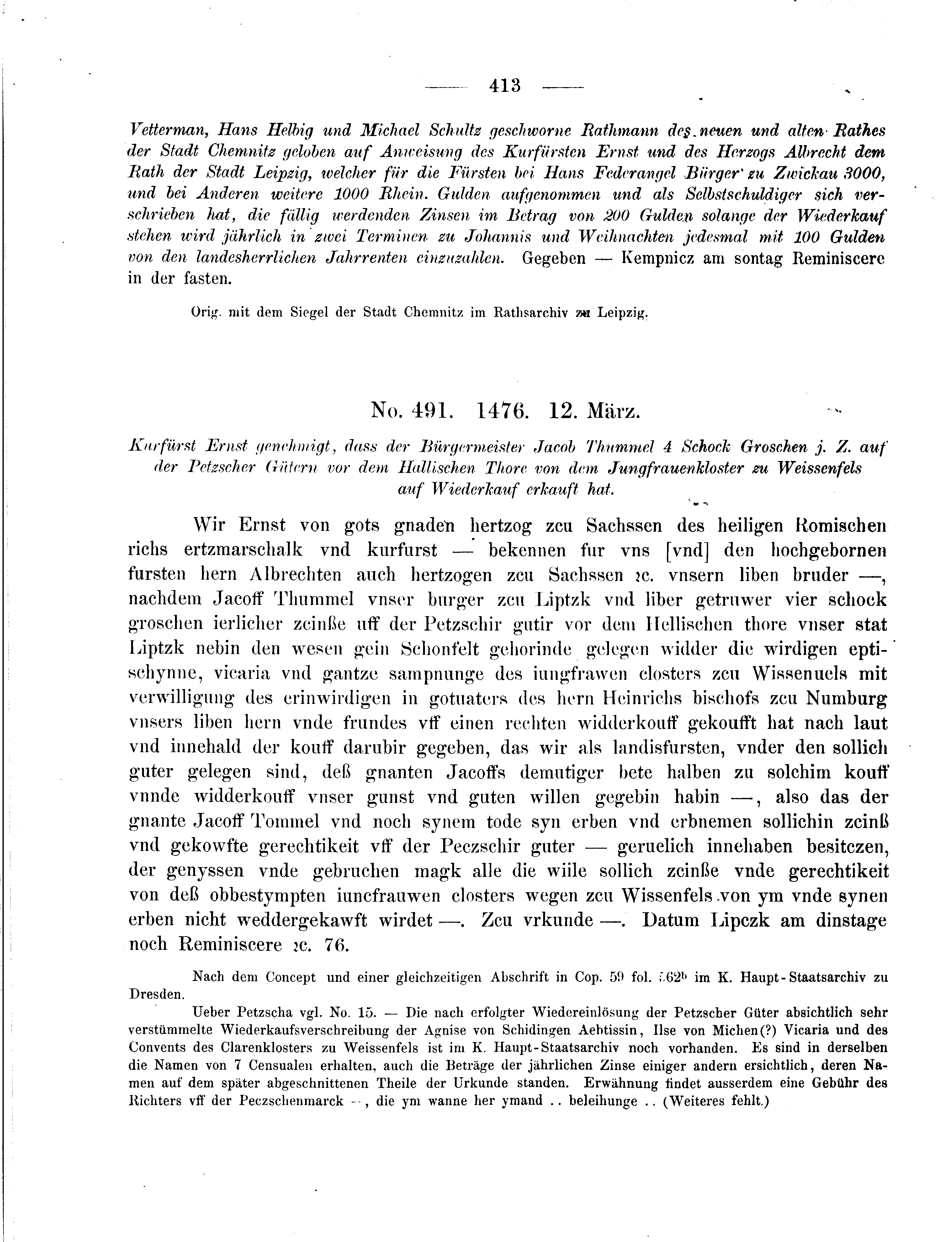 Historische Urkunde Seite 413 aus Band cds2_08