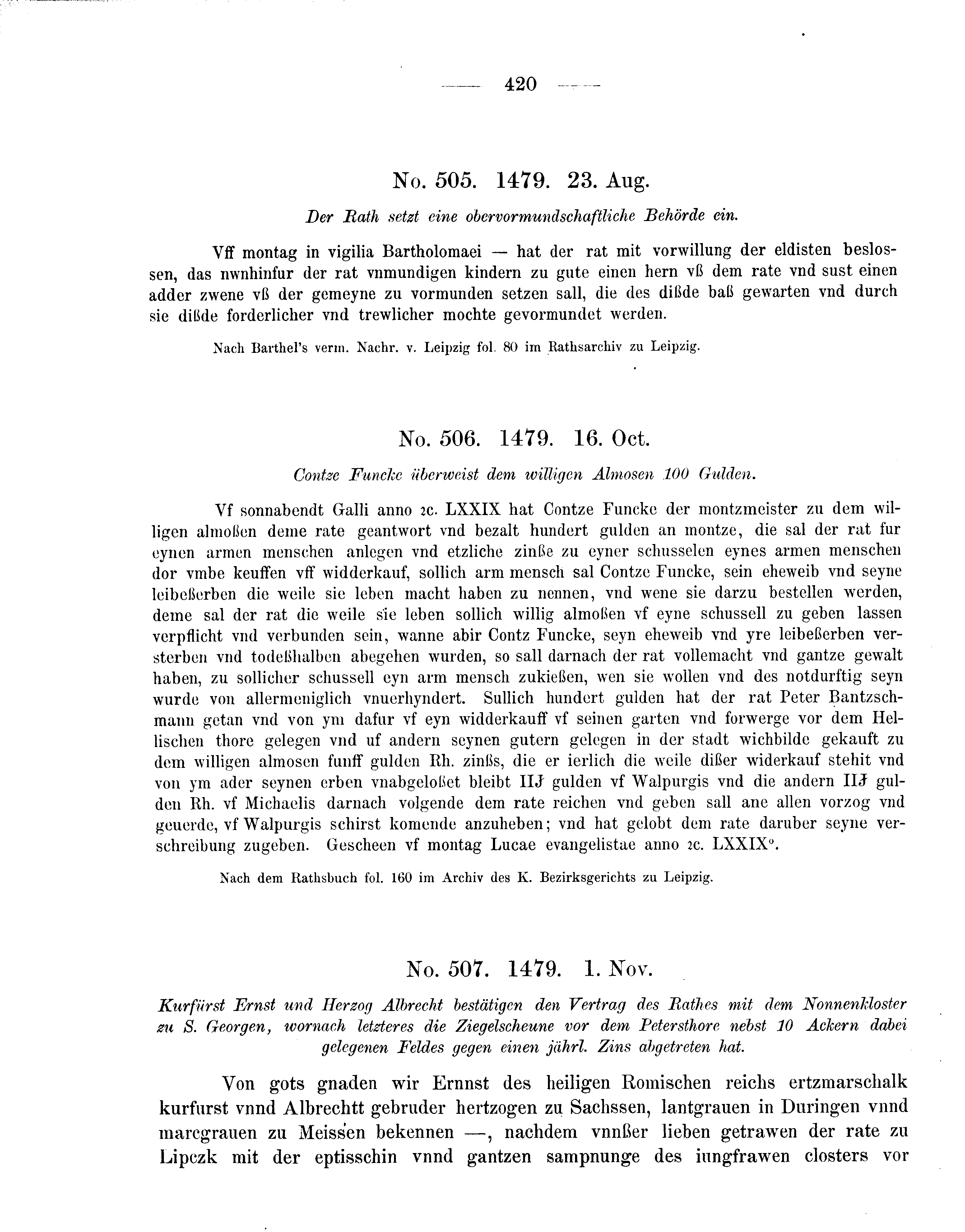 Historische Urkunde Seite 420 aus Band cds2_08