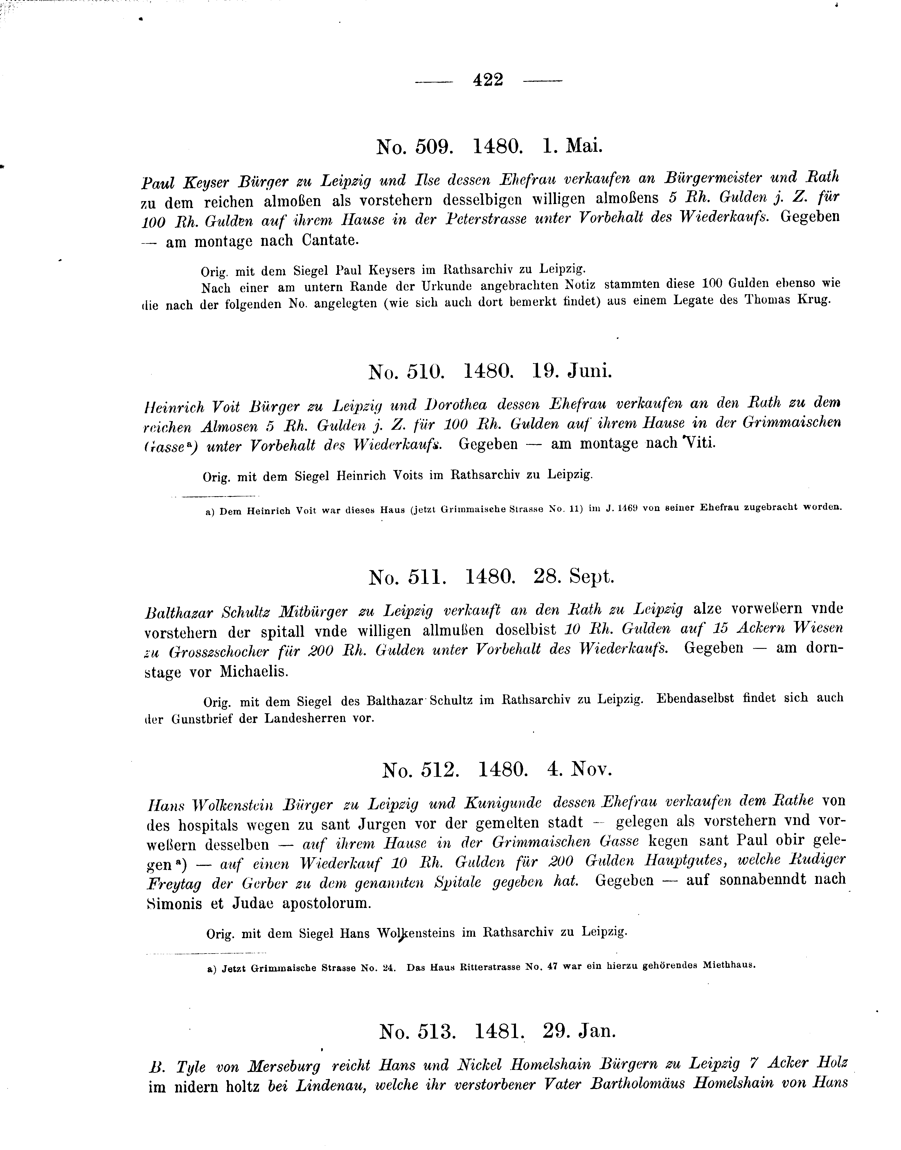 Historische Urkunde Seite 422 aus Band cds2_08