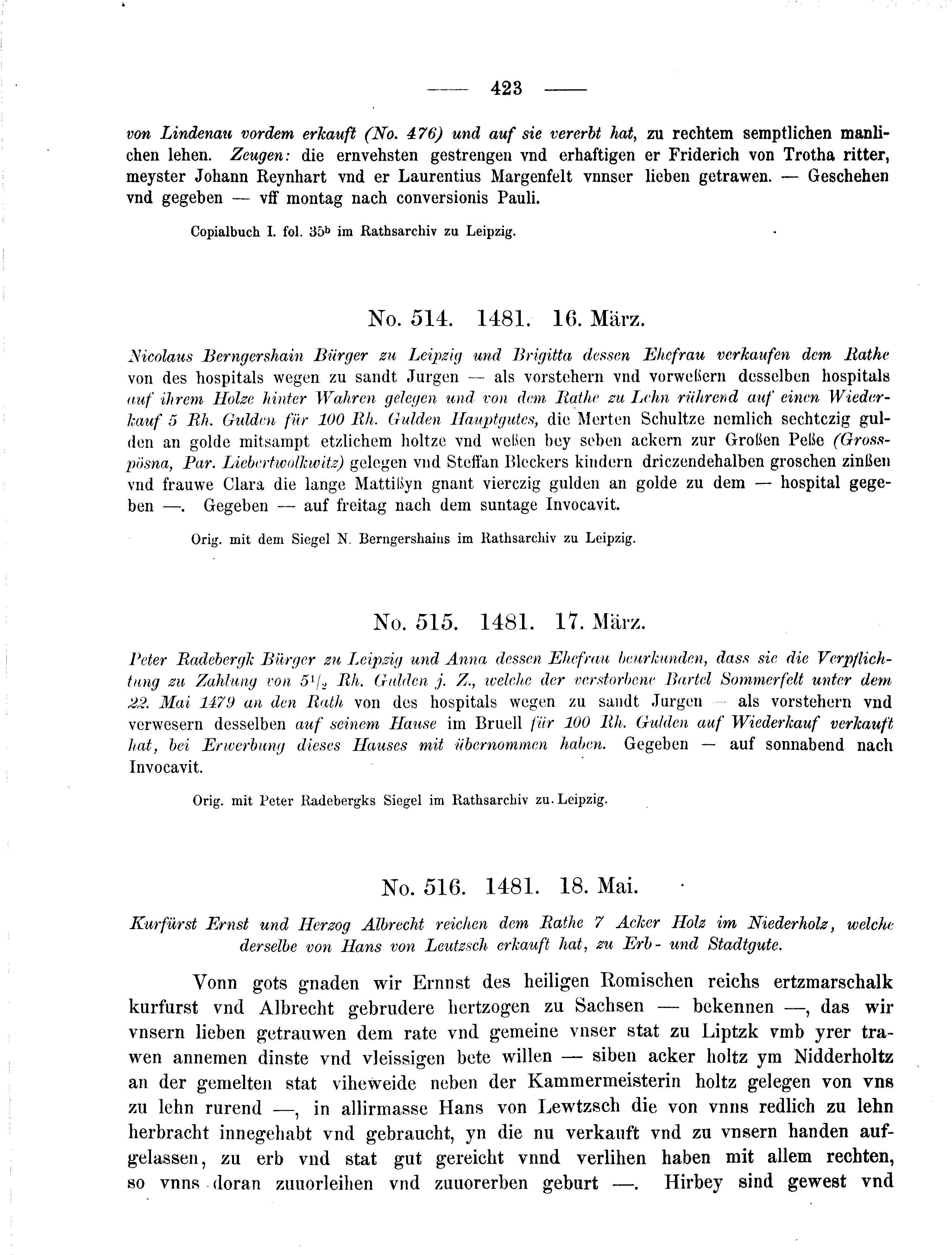 Historische Urkunde Seite 423 aus Band cds2_08