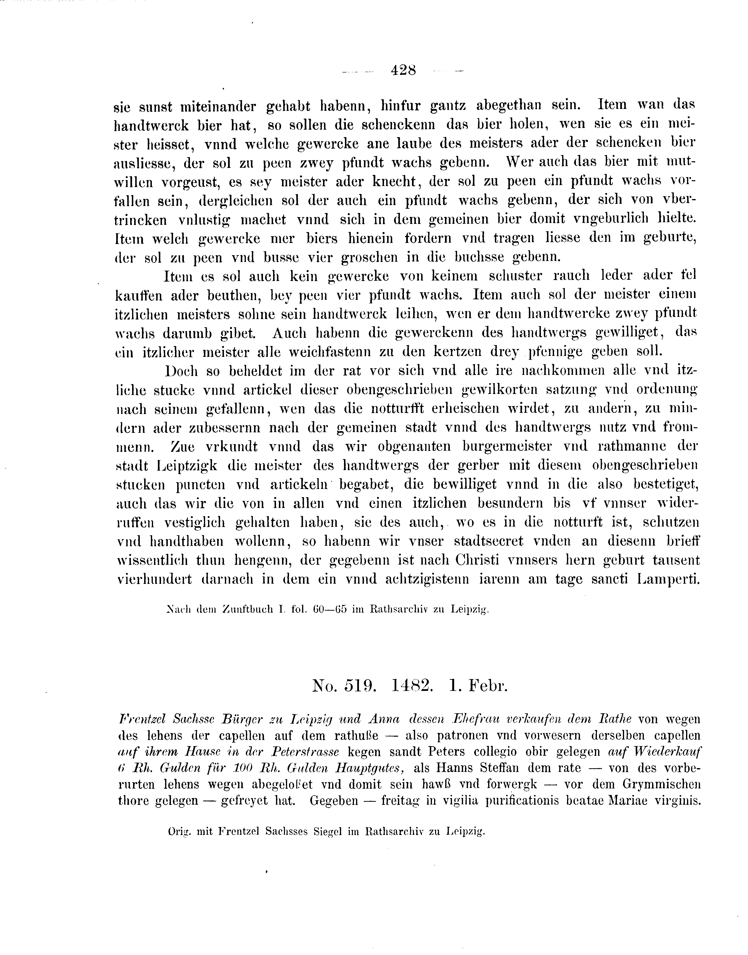 Historische Urkunde Seite 428 aus Band cds2_08