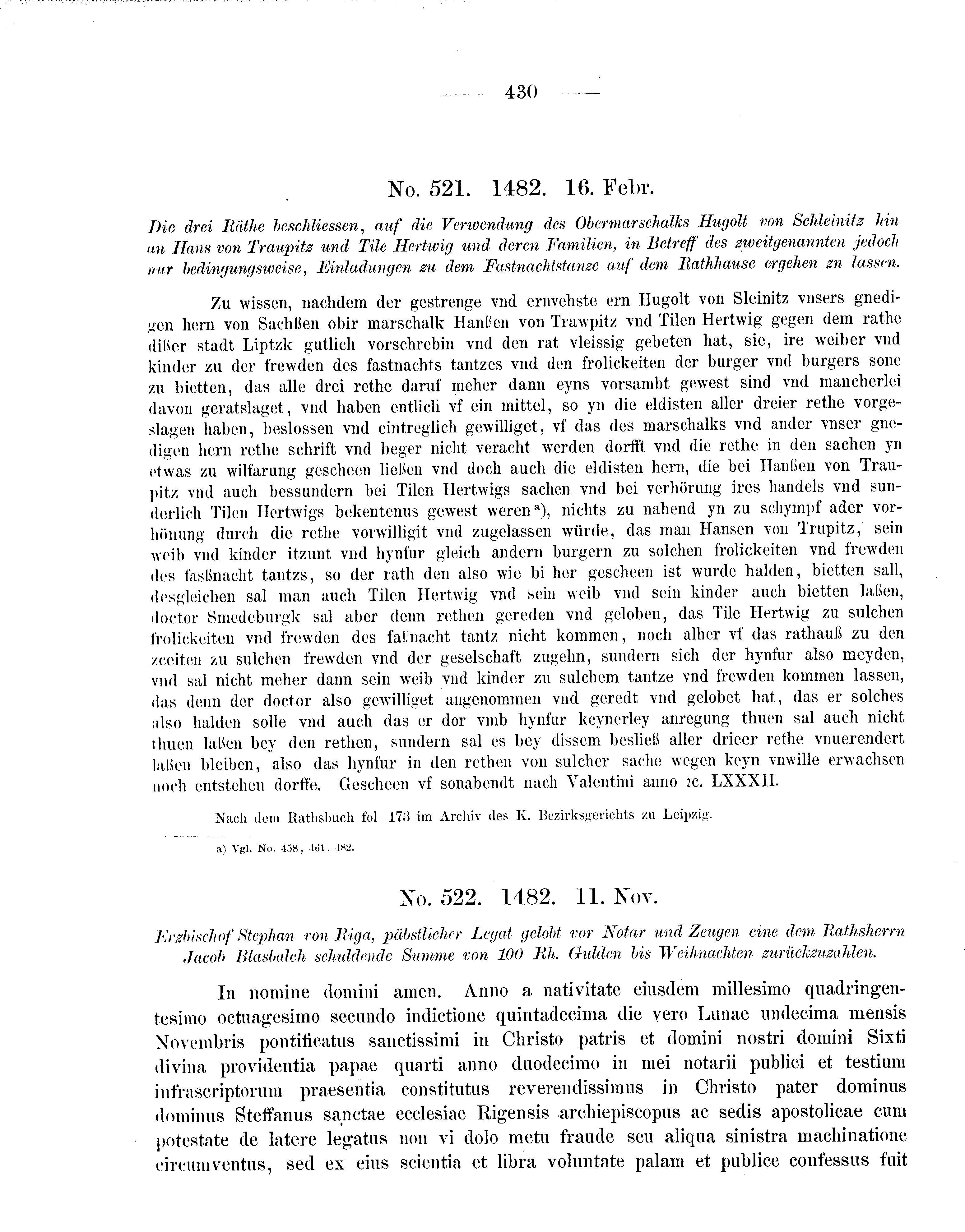 Historische Urkunde Seite 430 aus Band cds2_08