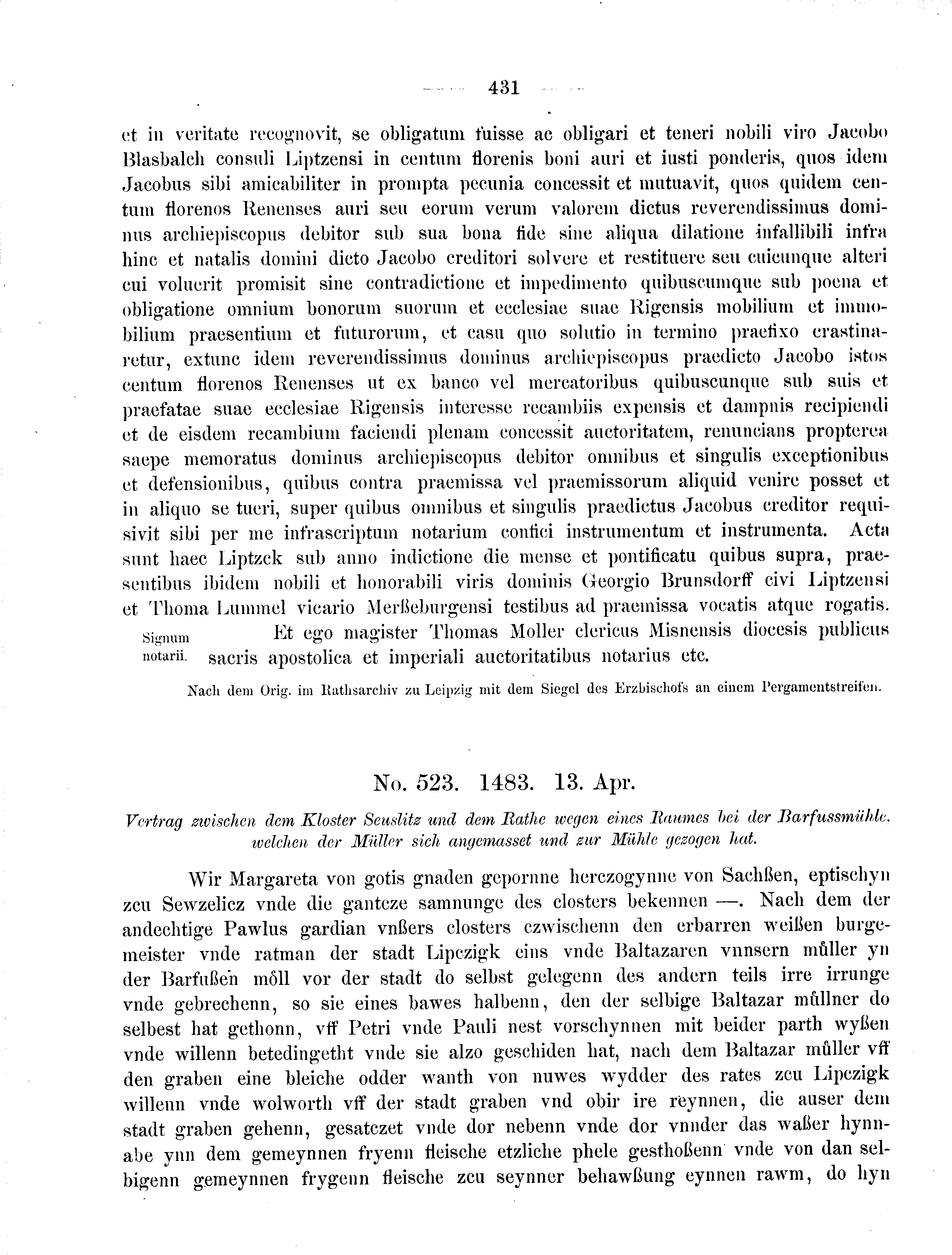 Historische Urkunde Seite 431 aus Band cds2_08
