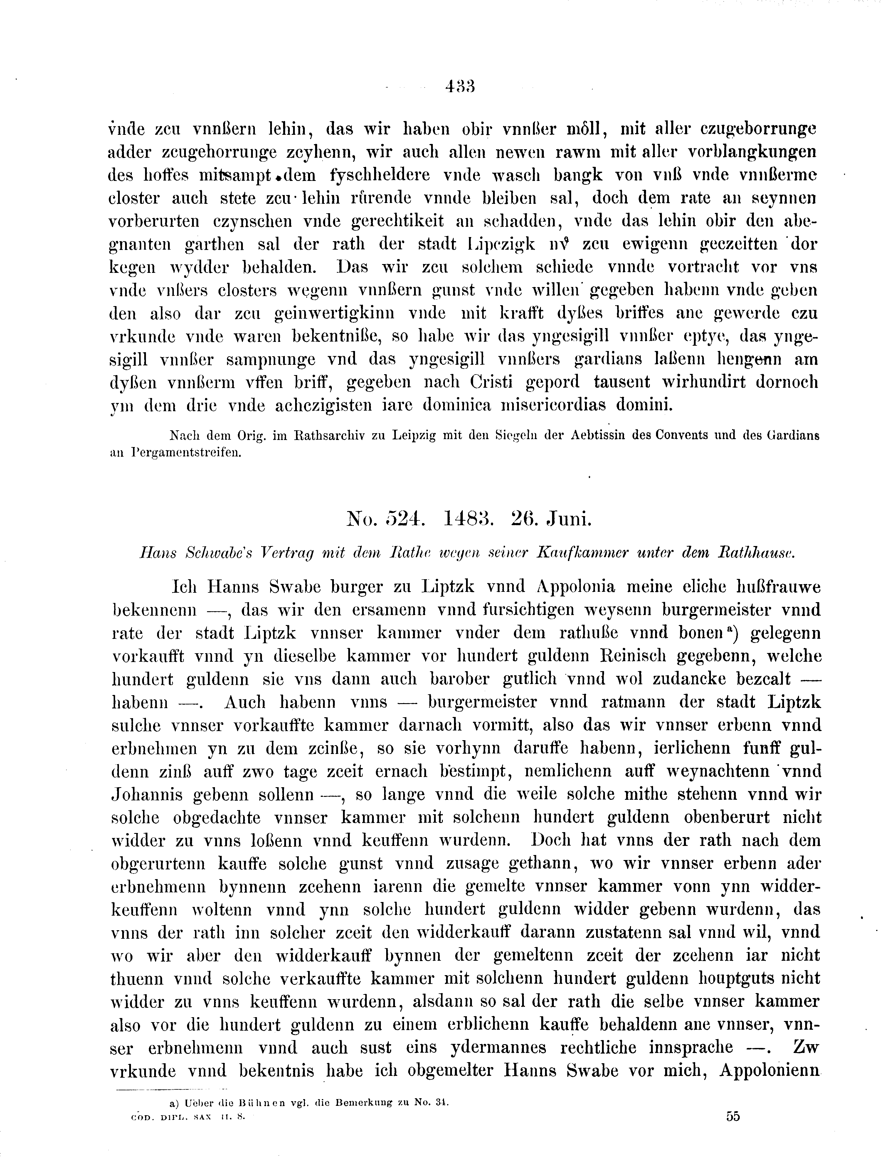 Historische Urkunde Seite 433 aus Band cds2_08