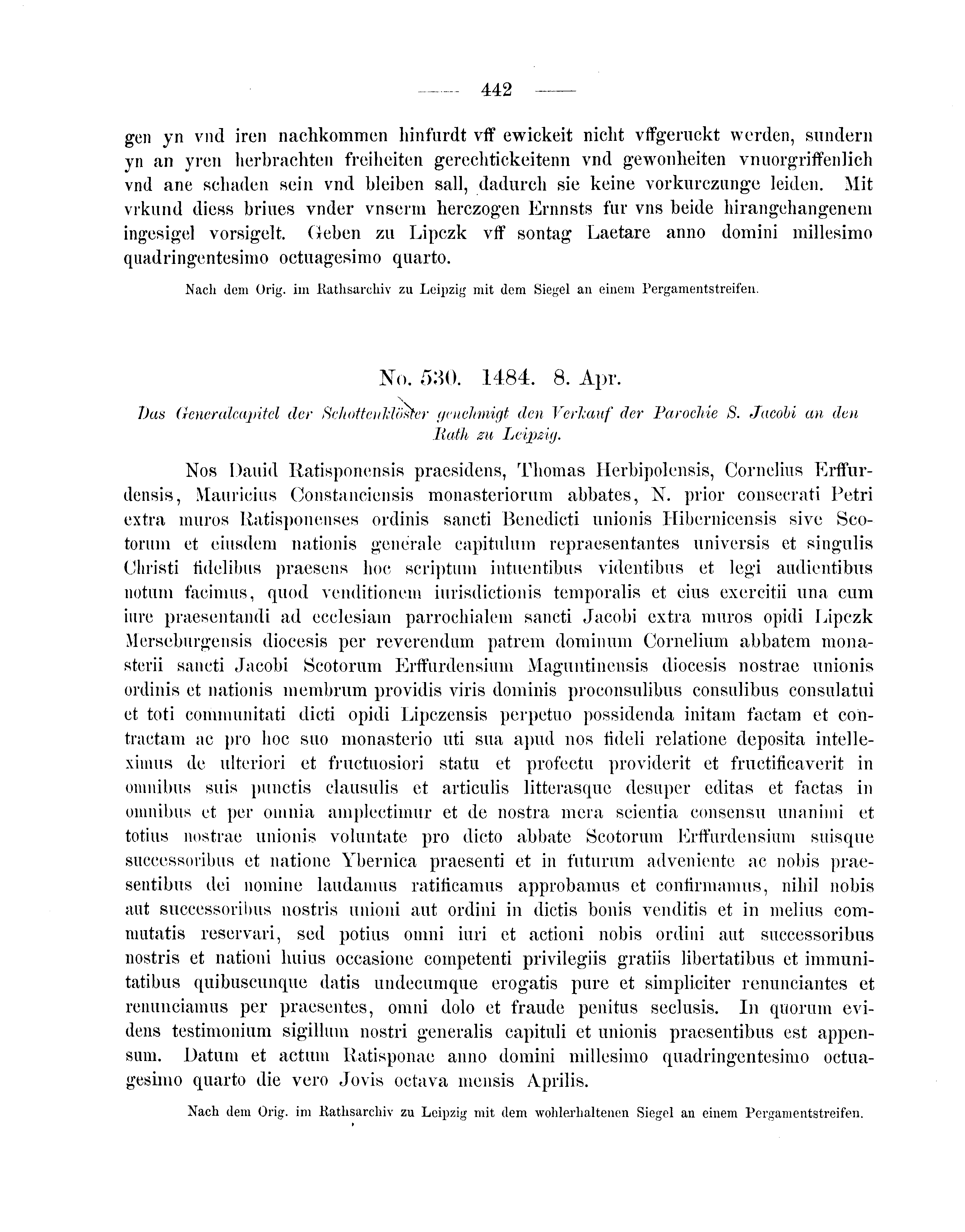 Historische Urkunde Seite 442 aus Band cds2_08