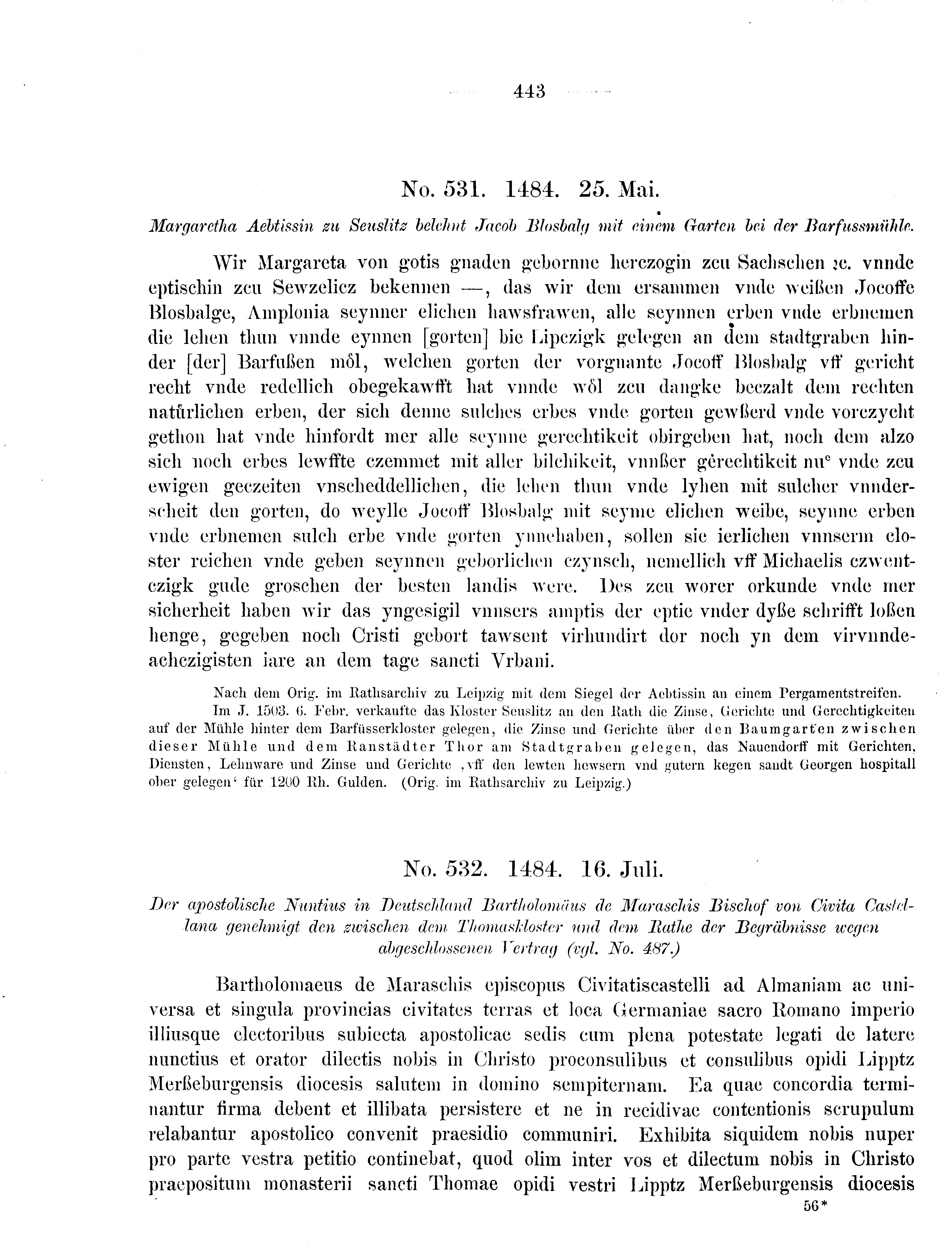 Historische Urkunde Seite 443 aus Band cds2_08