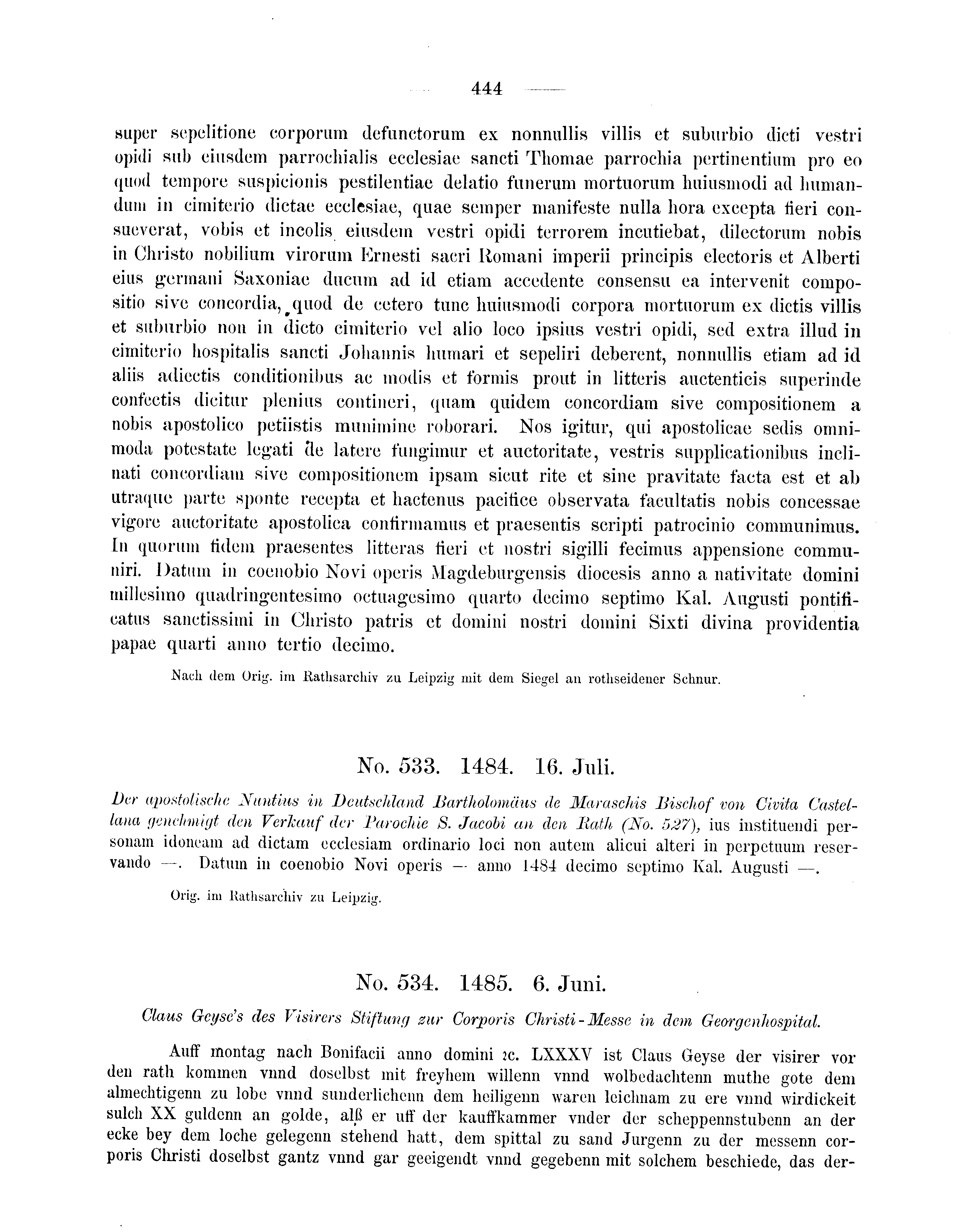 Historische Urkunde Seite 444 aus Band cds2_08