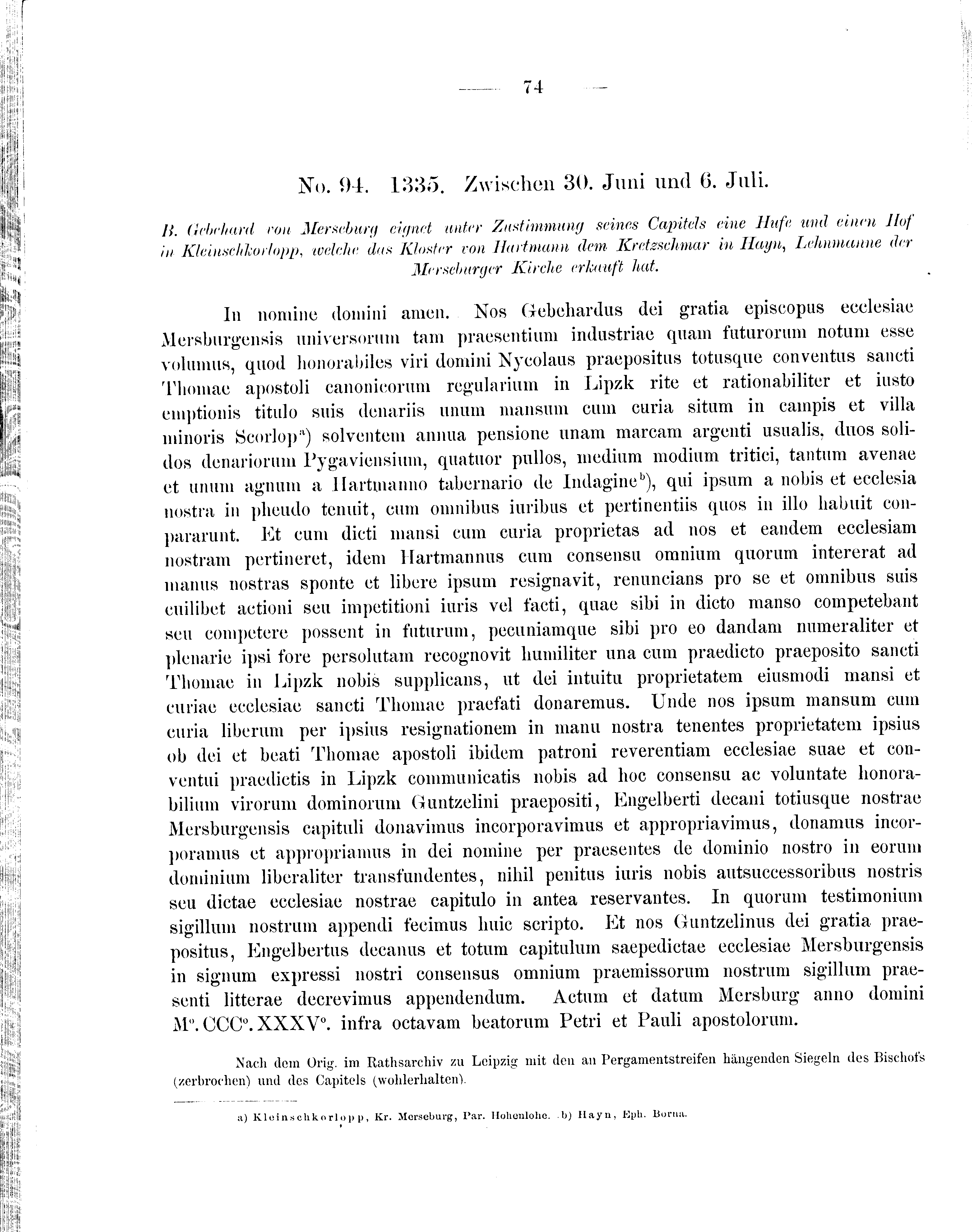 Historische Urkunde Seite 74 aus Band cds2_09