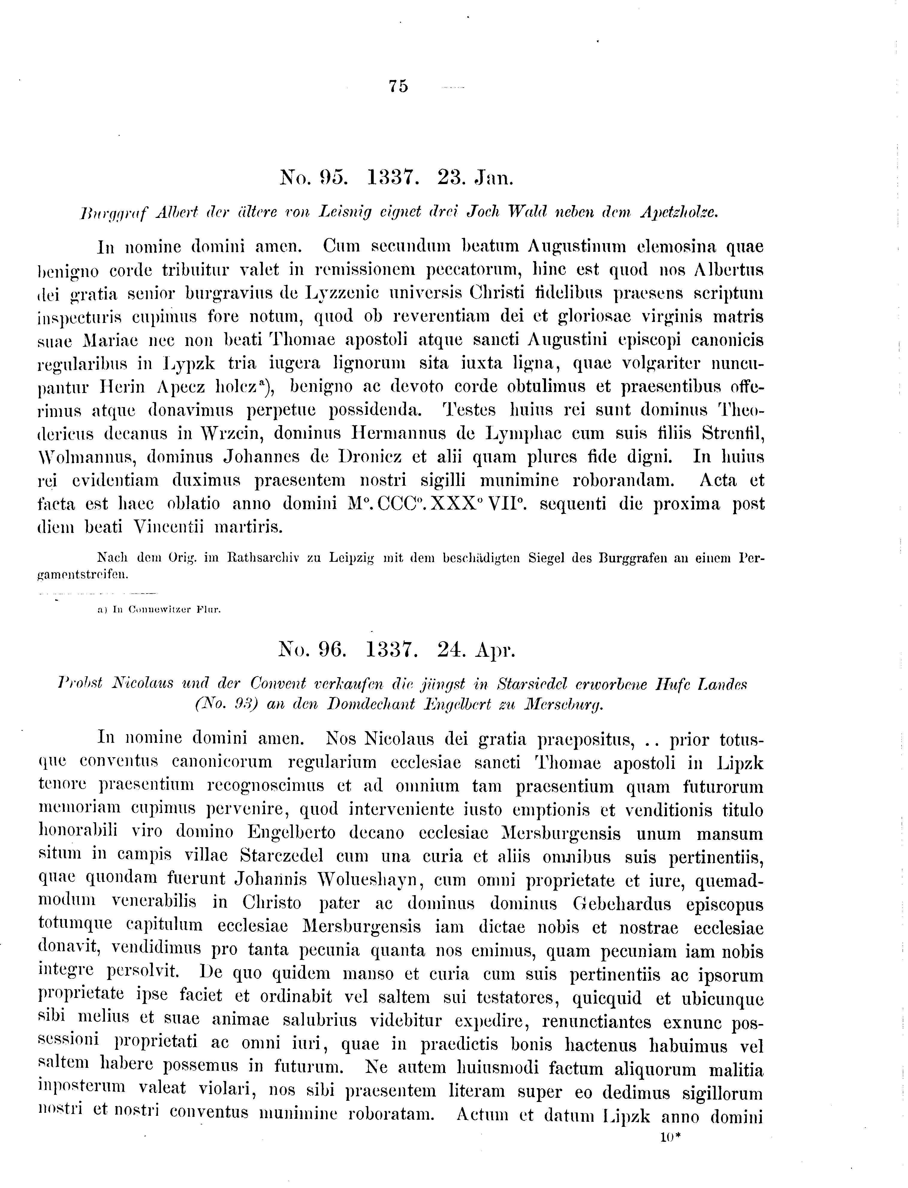 Historische Urkunde Seite 75 aus Band cds2_09