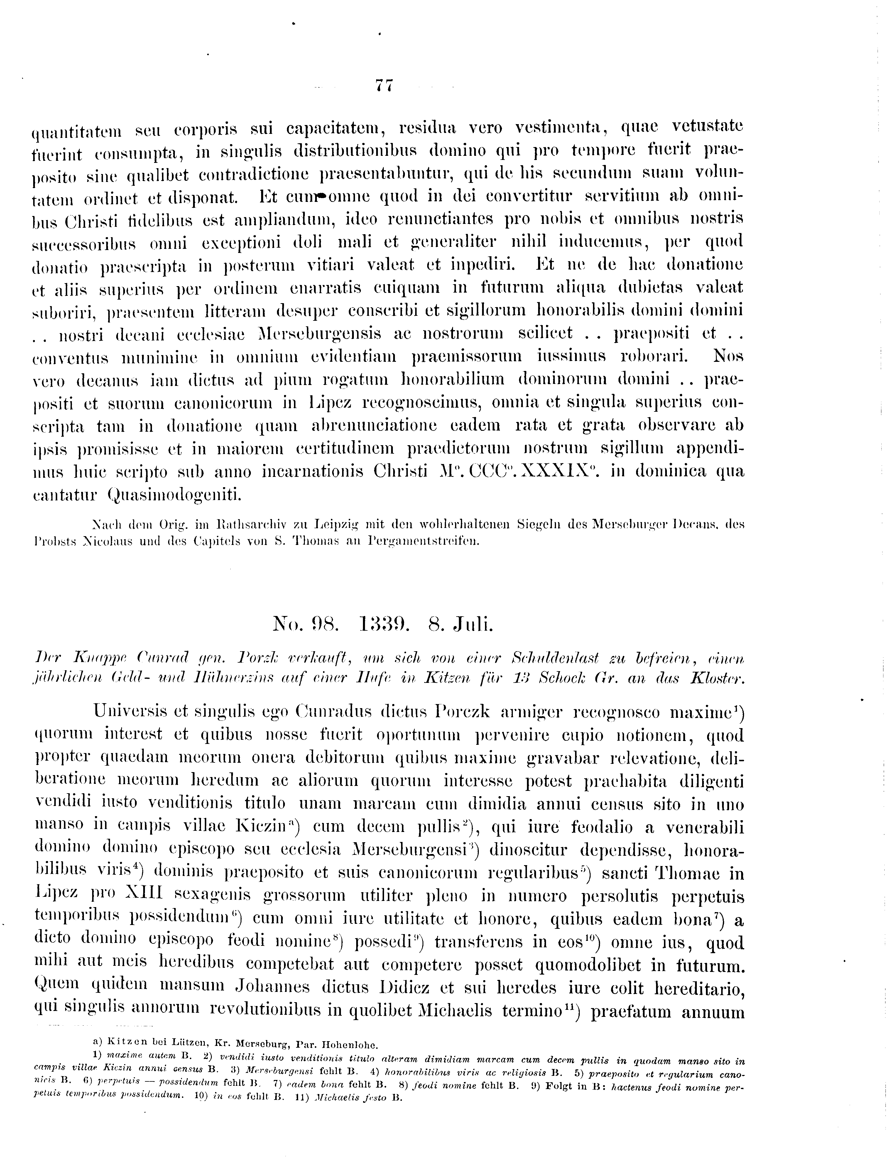 Historische Urkunde Seite 77 aus Band cds2_09