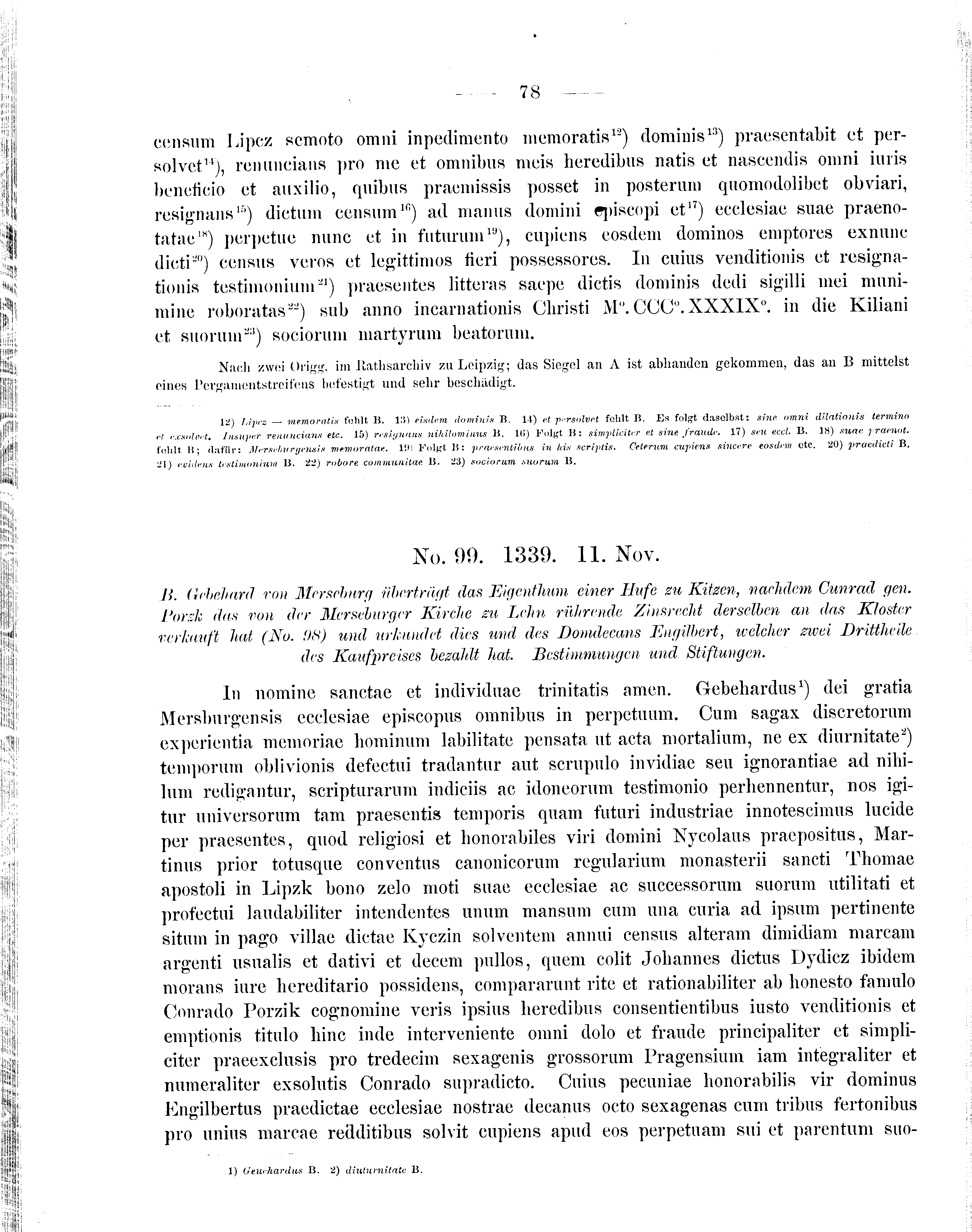 Historische Urkunde Seite 78 aus Band cds2_09