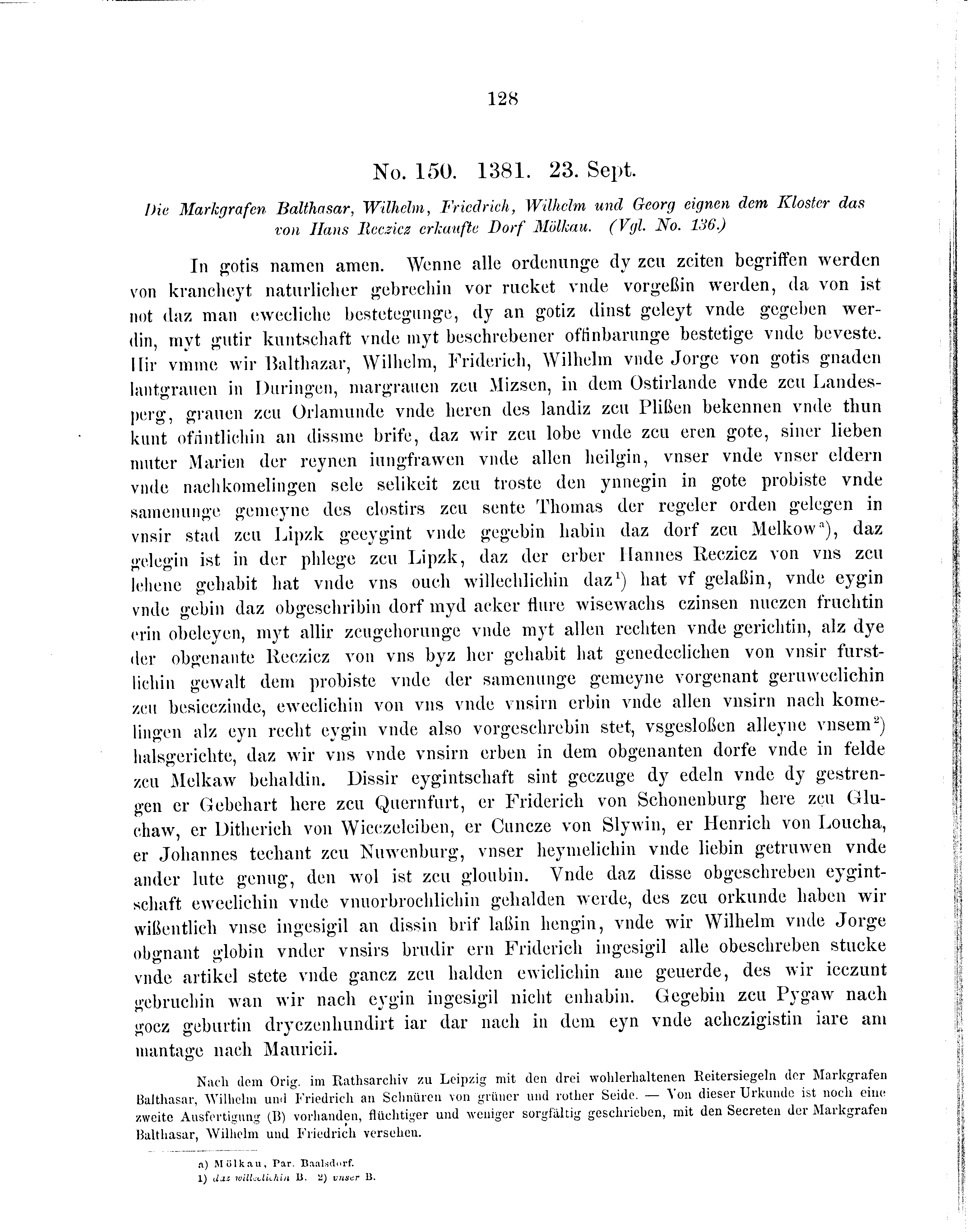 Historische Urkunde Seite 128 aus Band cds2_09