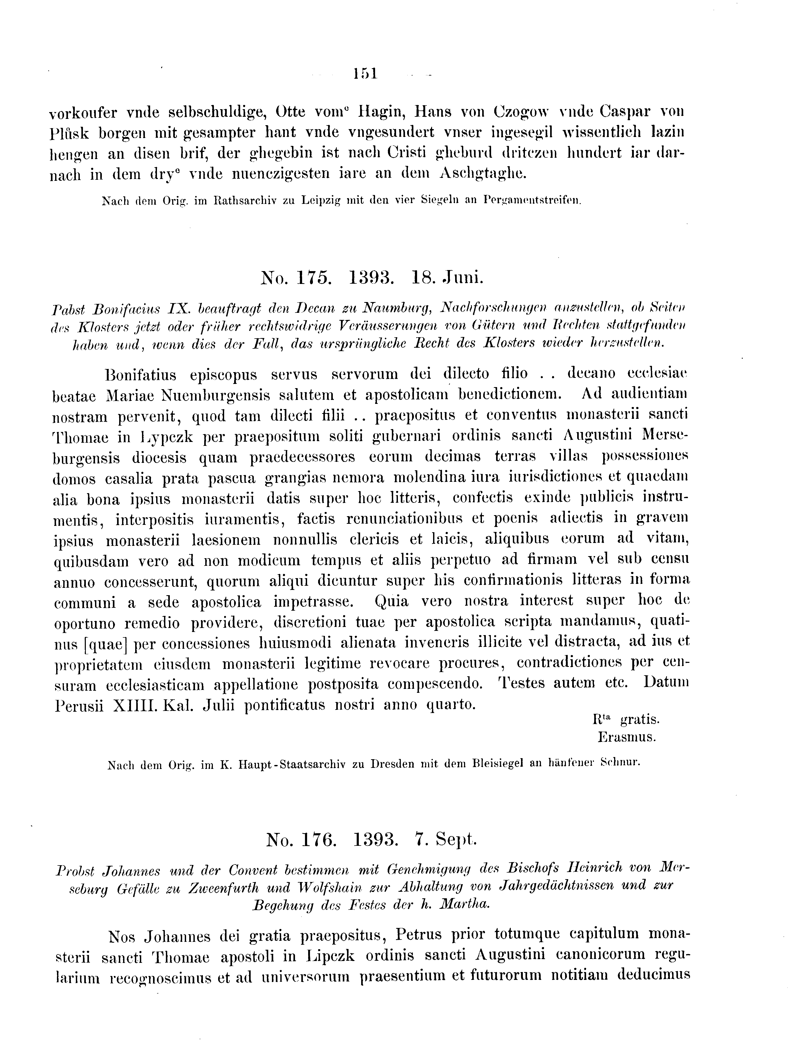 Historische Urkunde Seite 151 aus Band cds2_09