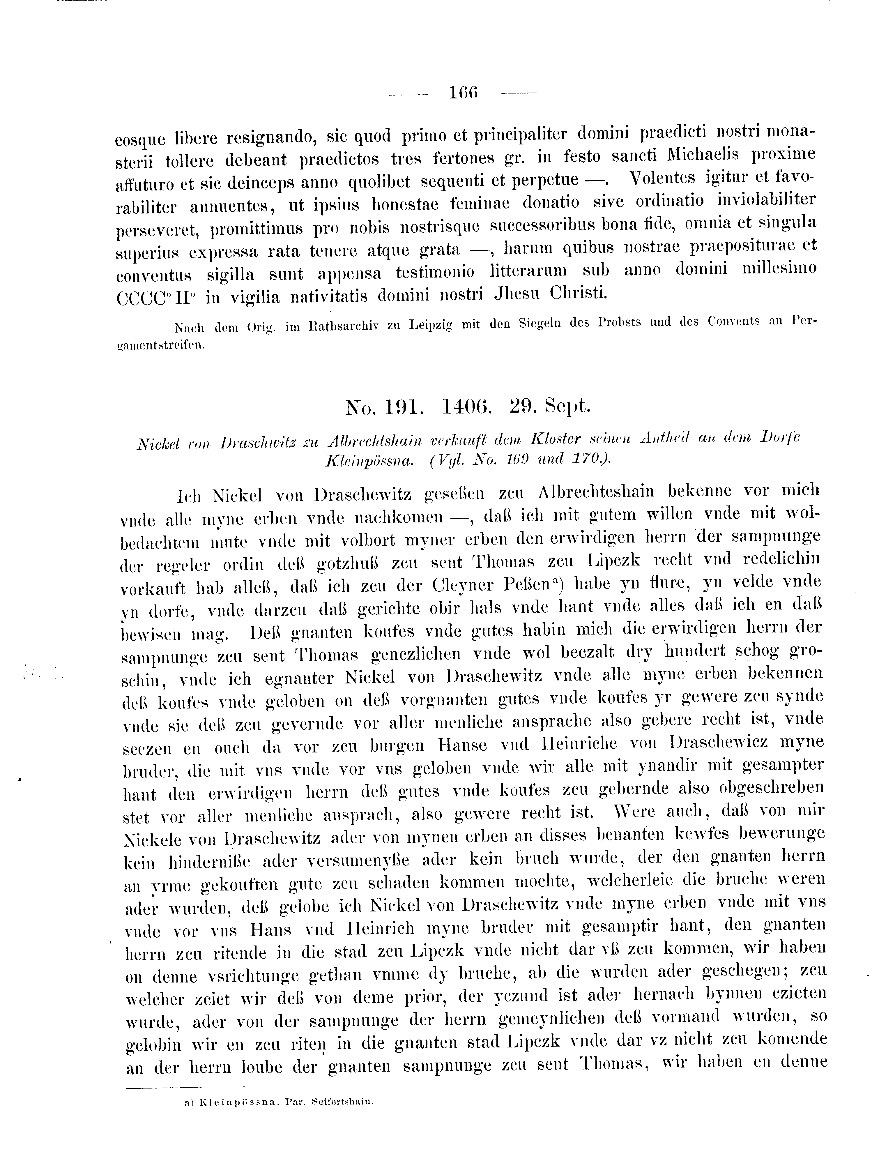 Historische Urkunde Seite 166 aus Band cds2_09