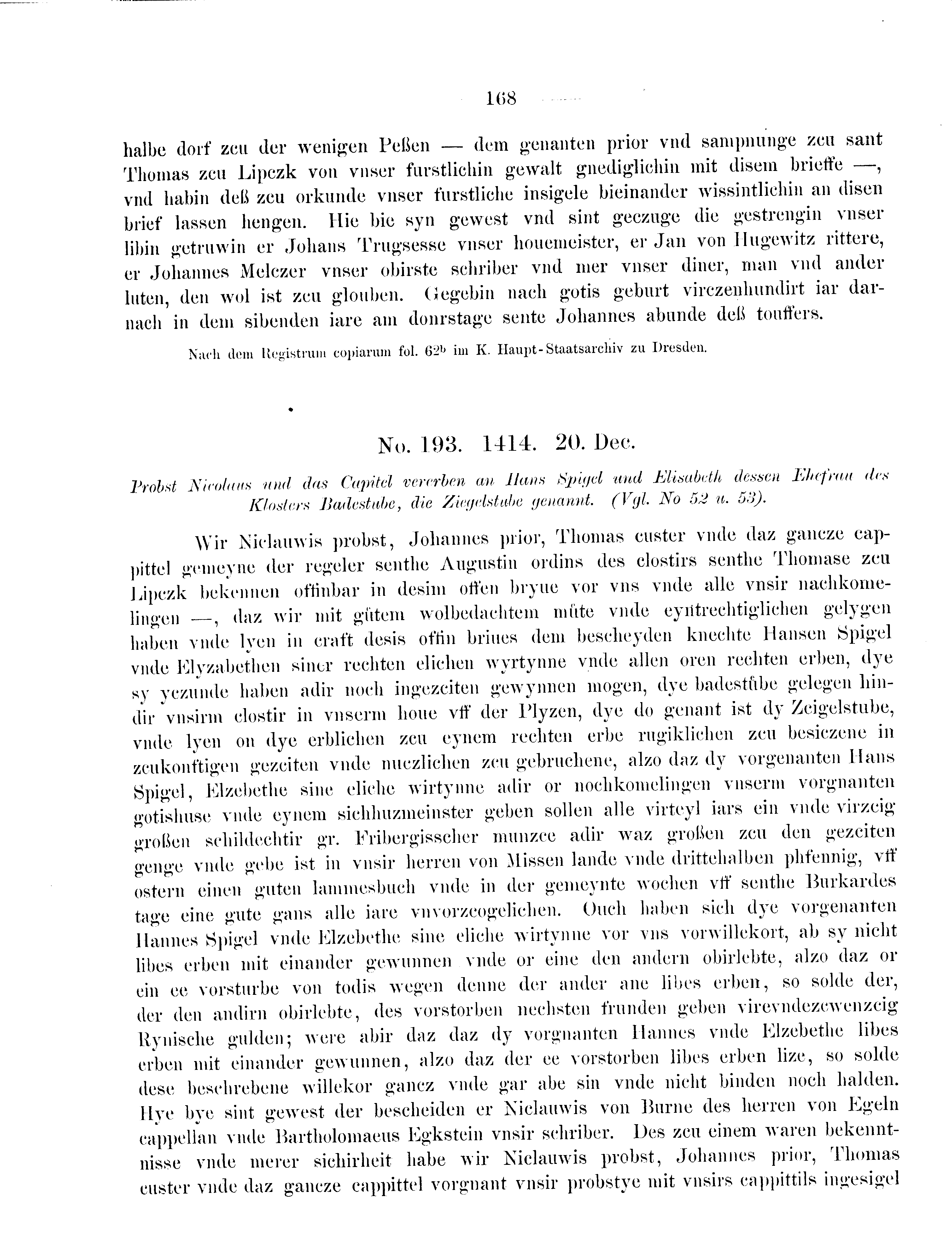 Historische Urkunde Seite 168 aus Band cds2_09