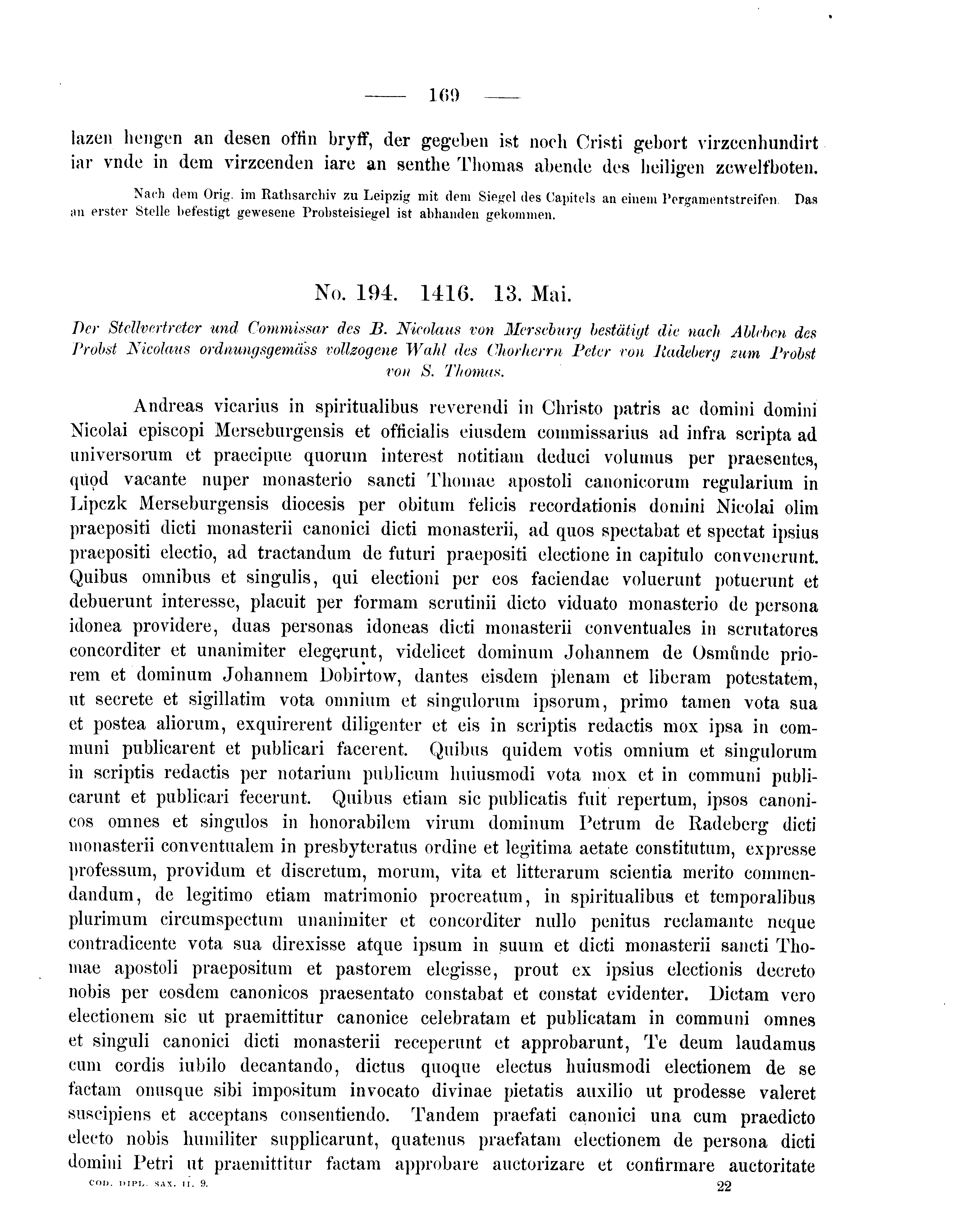 Historische Urkunde Seite 169 aus Band cds2_09