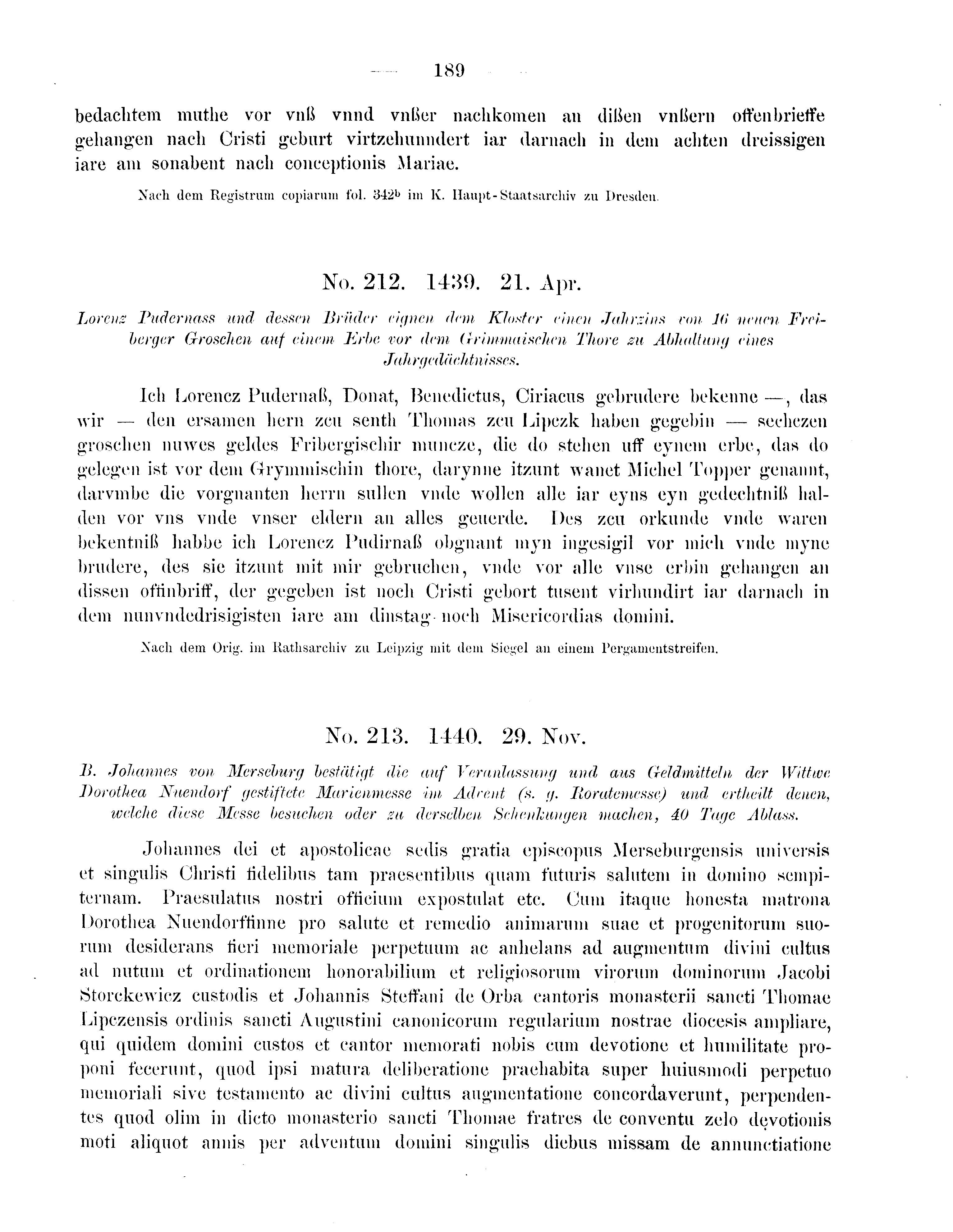 Historische Urkunde Seite 189 aus Band cds2_09