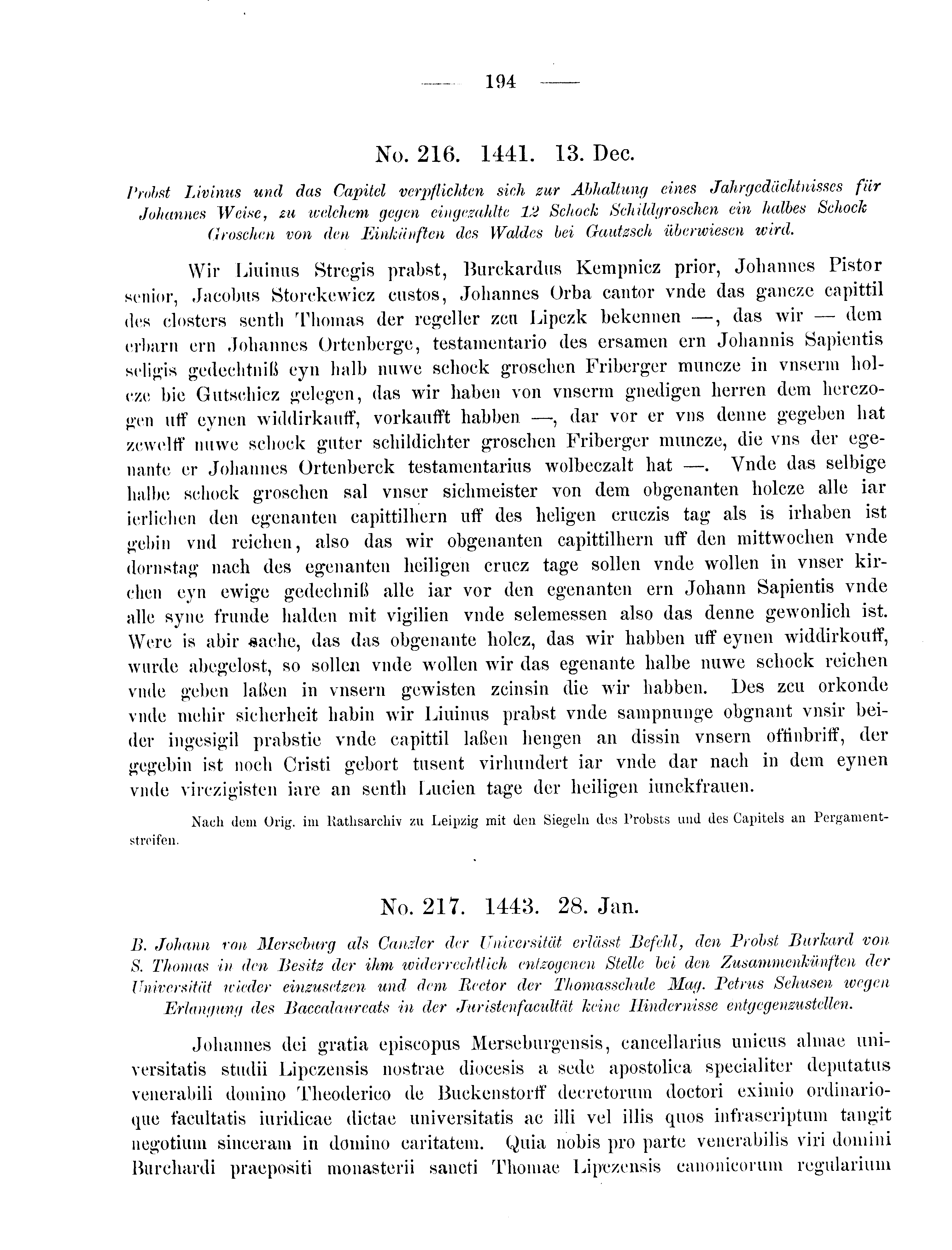 Historische Urkunde Seite 194 aus Band cds2_09