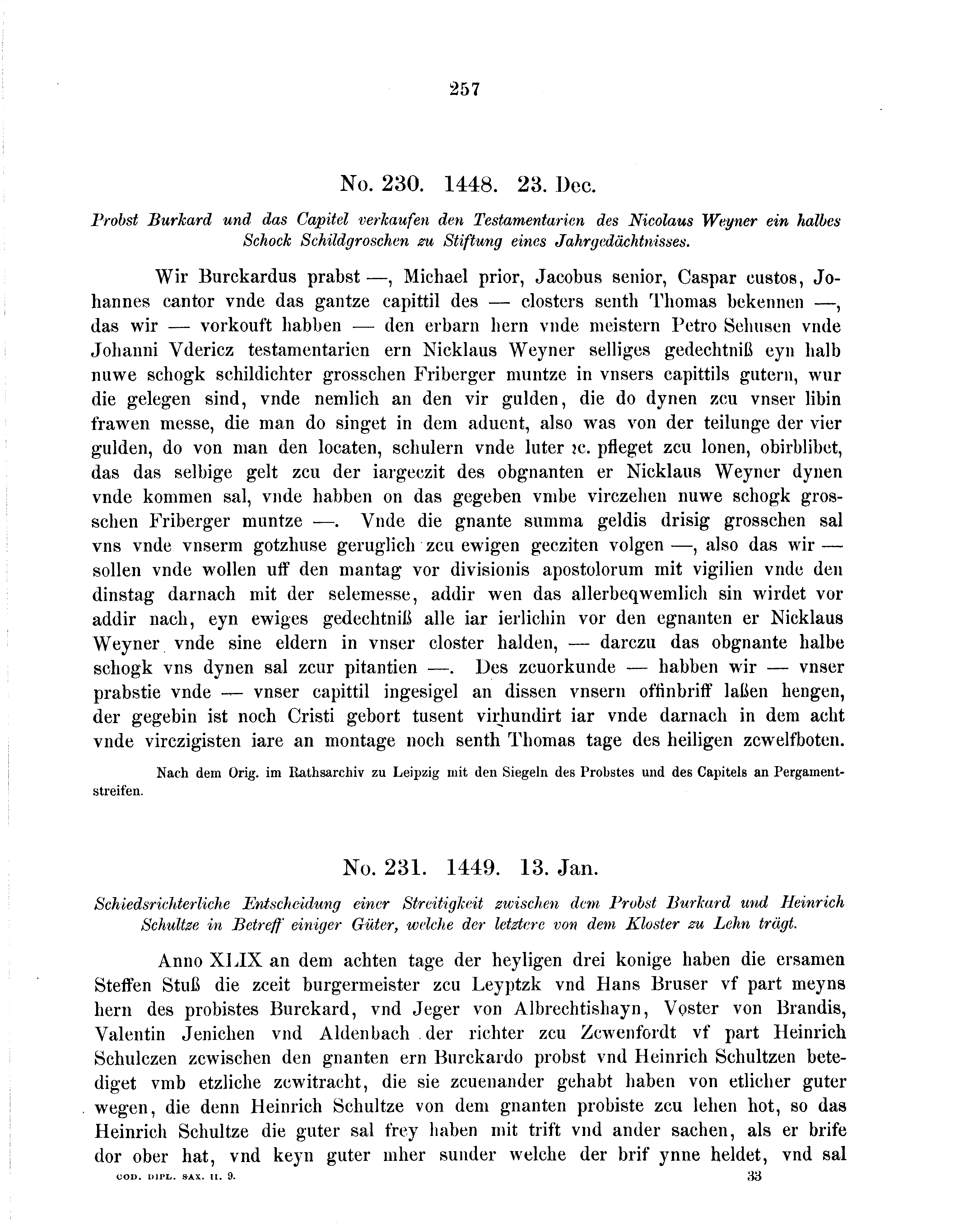 Historische Urkunde Seite 257 aus Band cds2_09