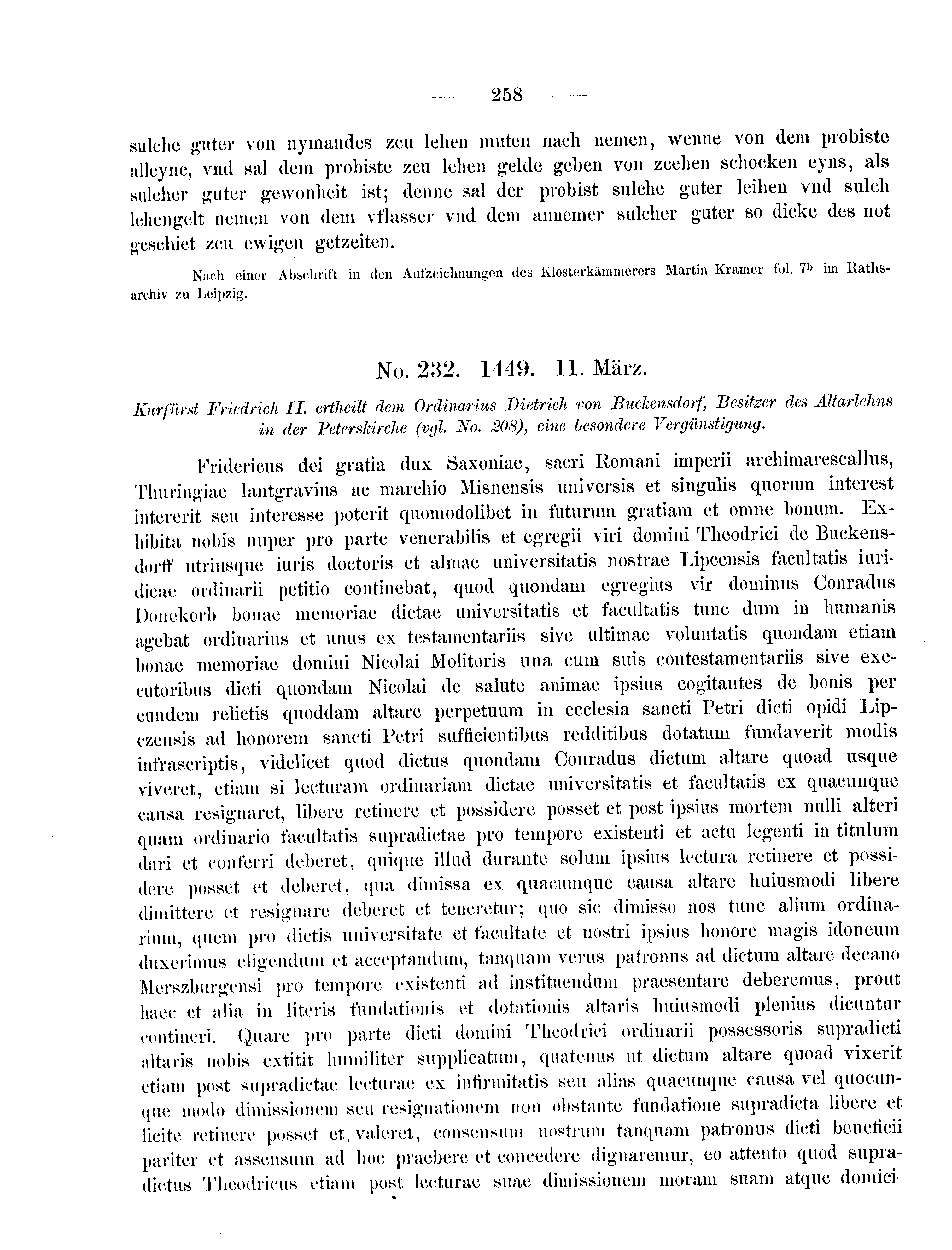 Historische Urkunde Seite 258 aus Band cds2_09