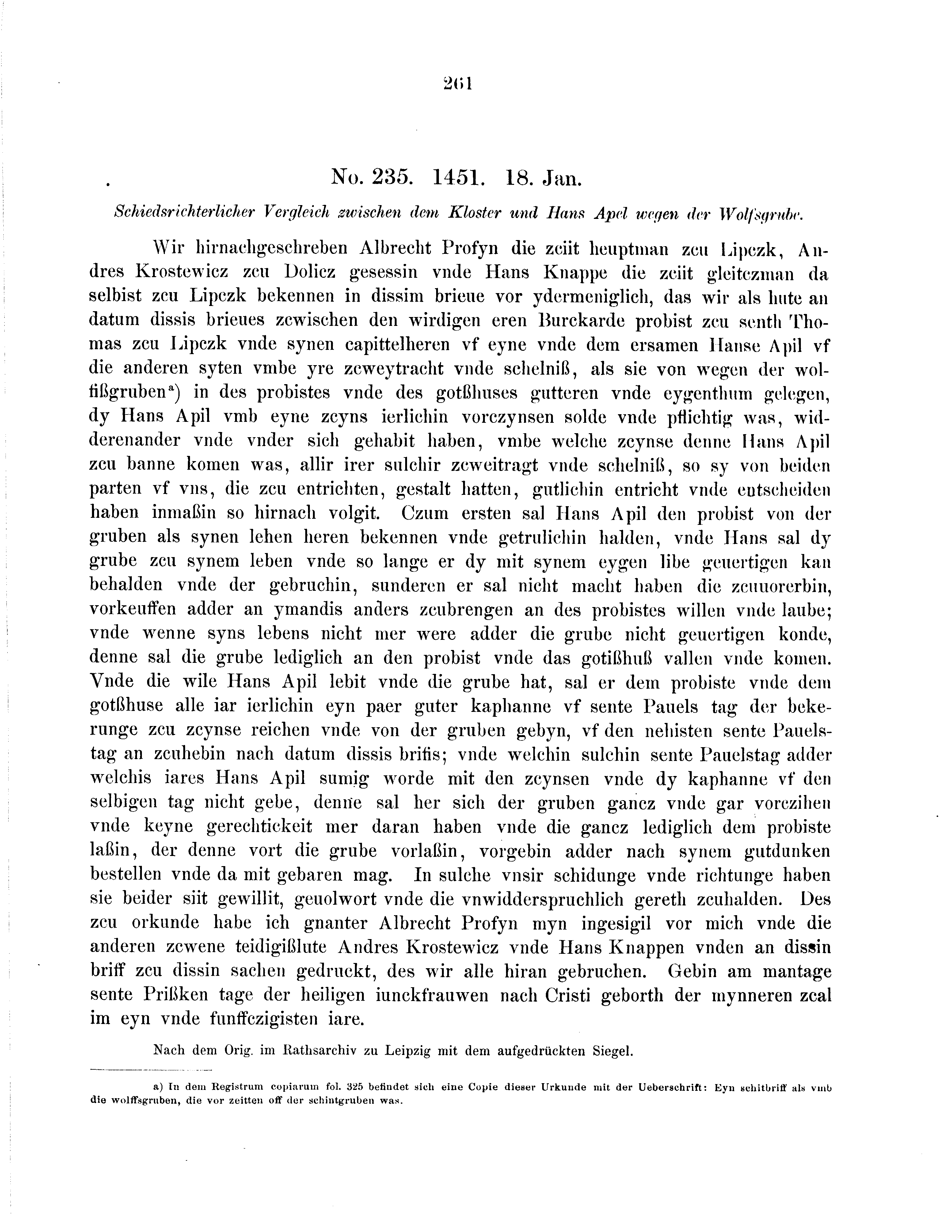 Historische Urkunde Seite 261 aus Band cds2_09