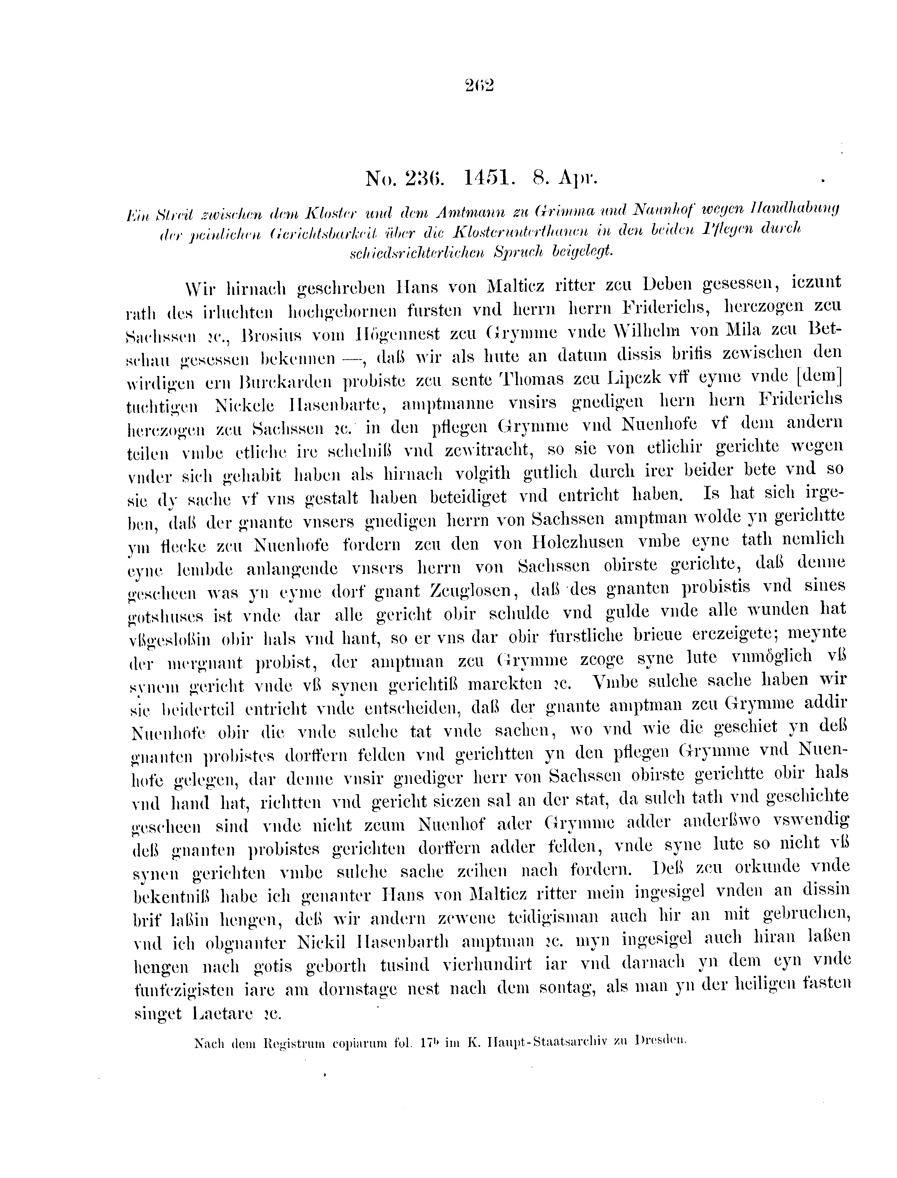 Historische Urkunde Seite 262 aus Band cds2_09