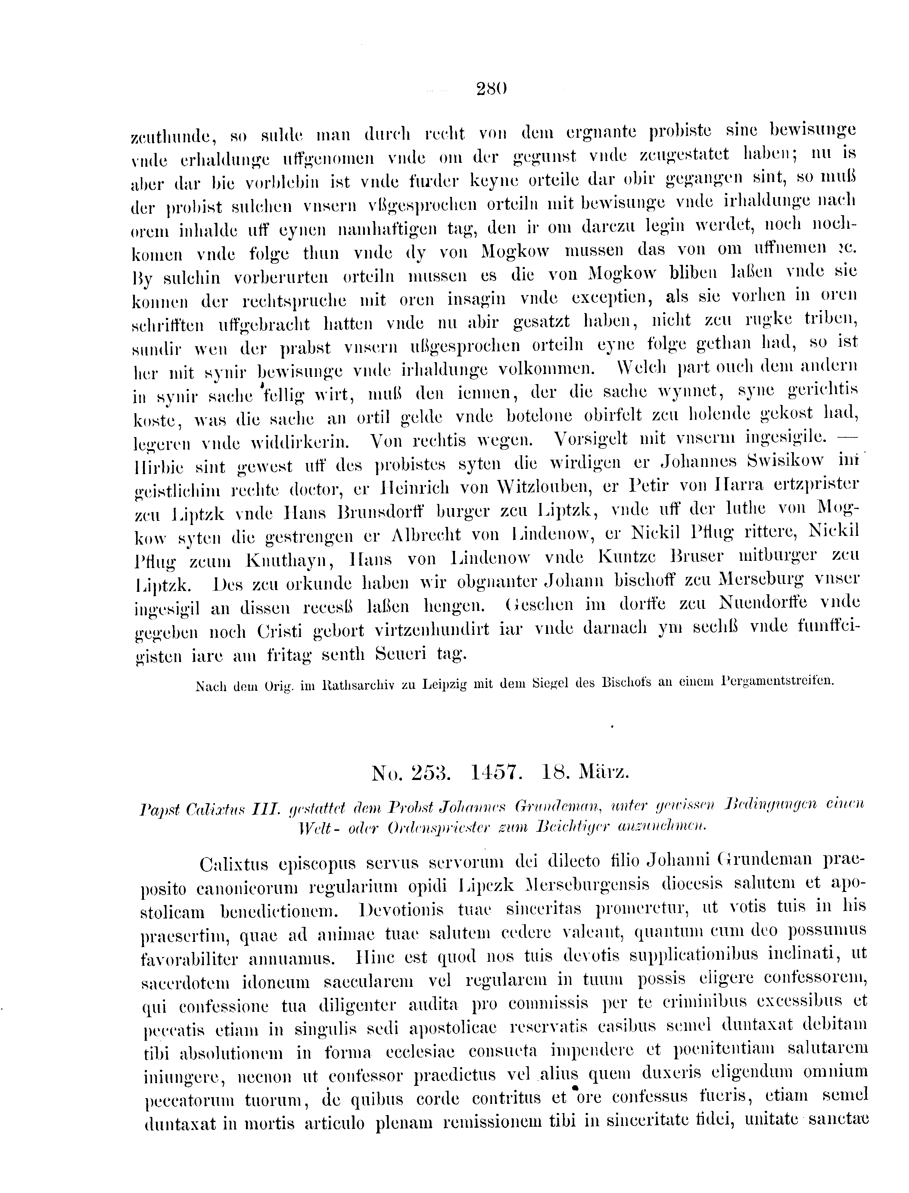 Historische Urkunde Seite 280 aus Band cds2_09