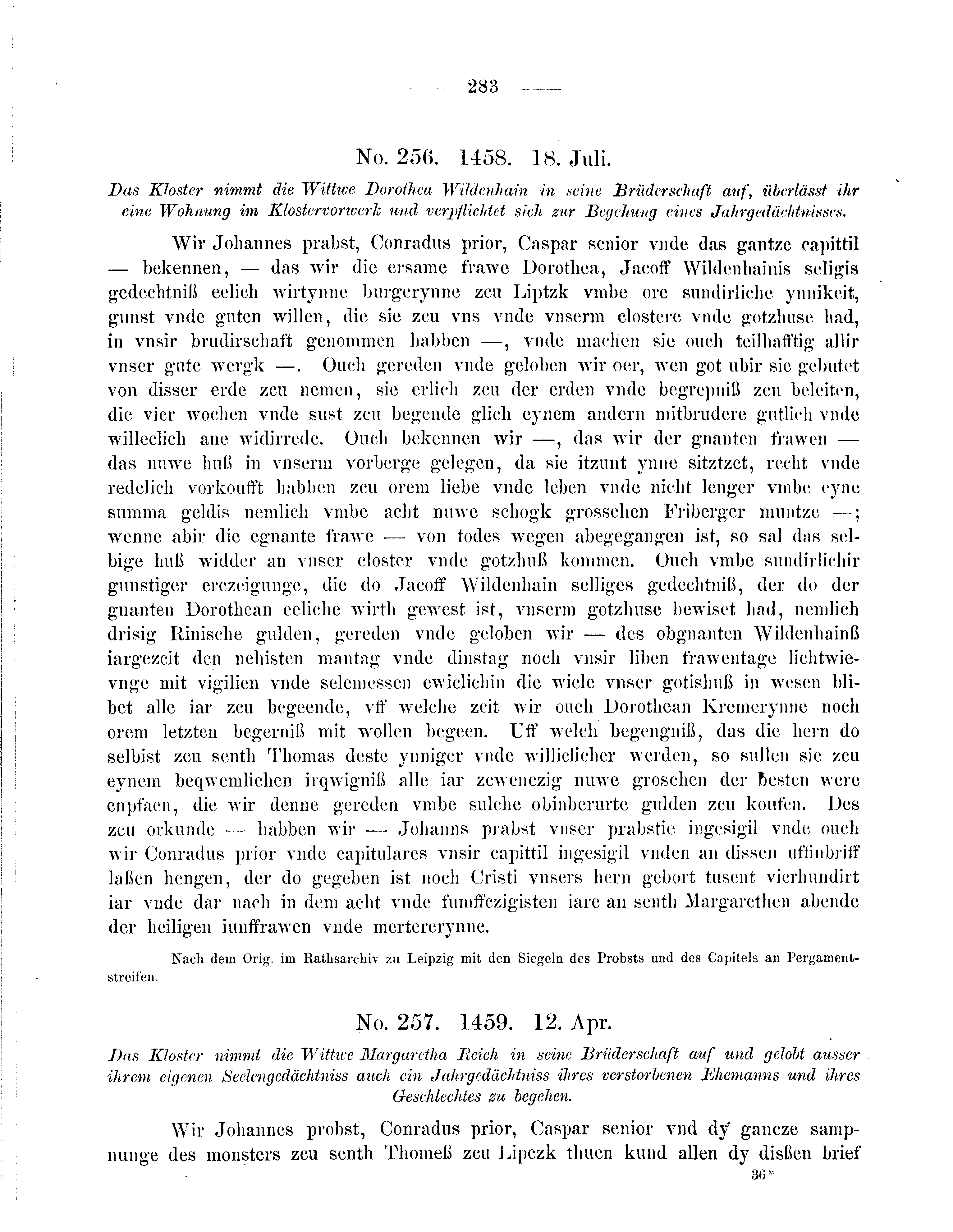 Historische Urkunde Seite 283 aus Band cds2_09