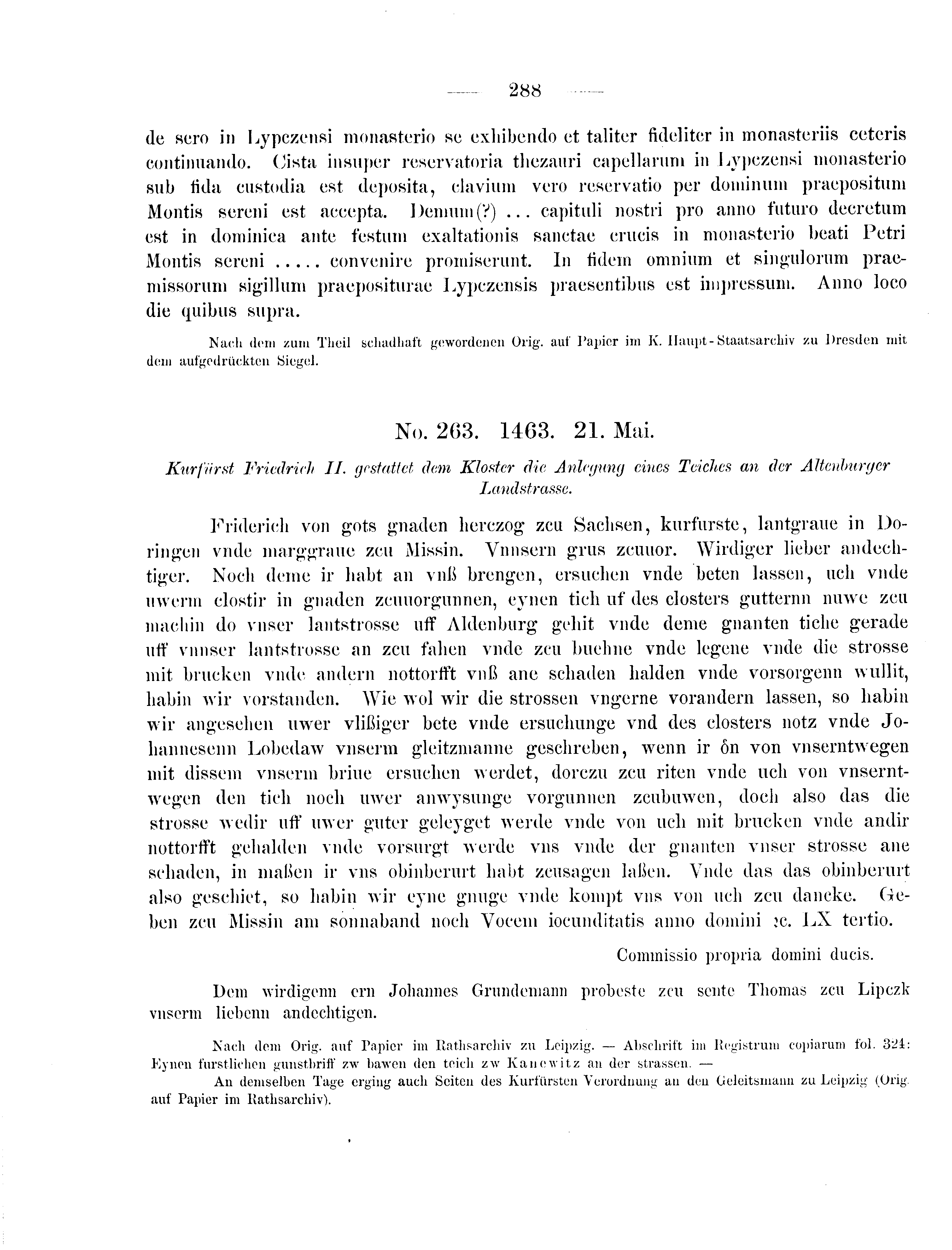 Historische Urkunde Seite 288 aus Band cds2_09