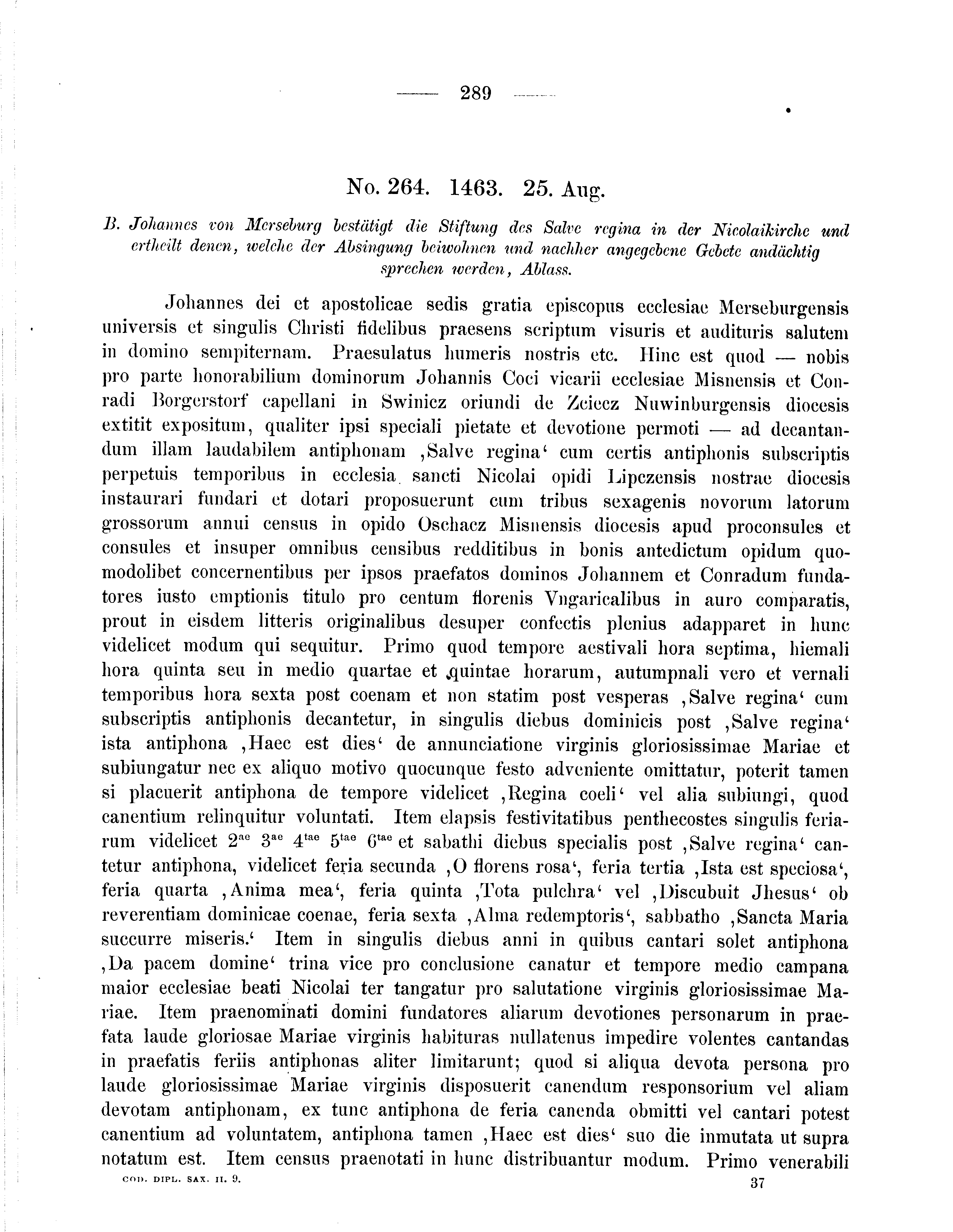 Historische Urkunde Seite 289 aus Band cds2_09