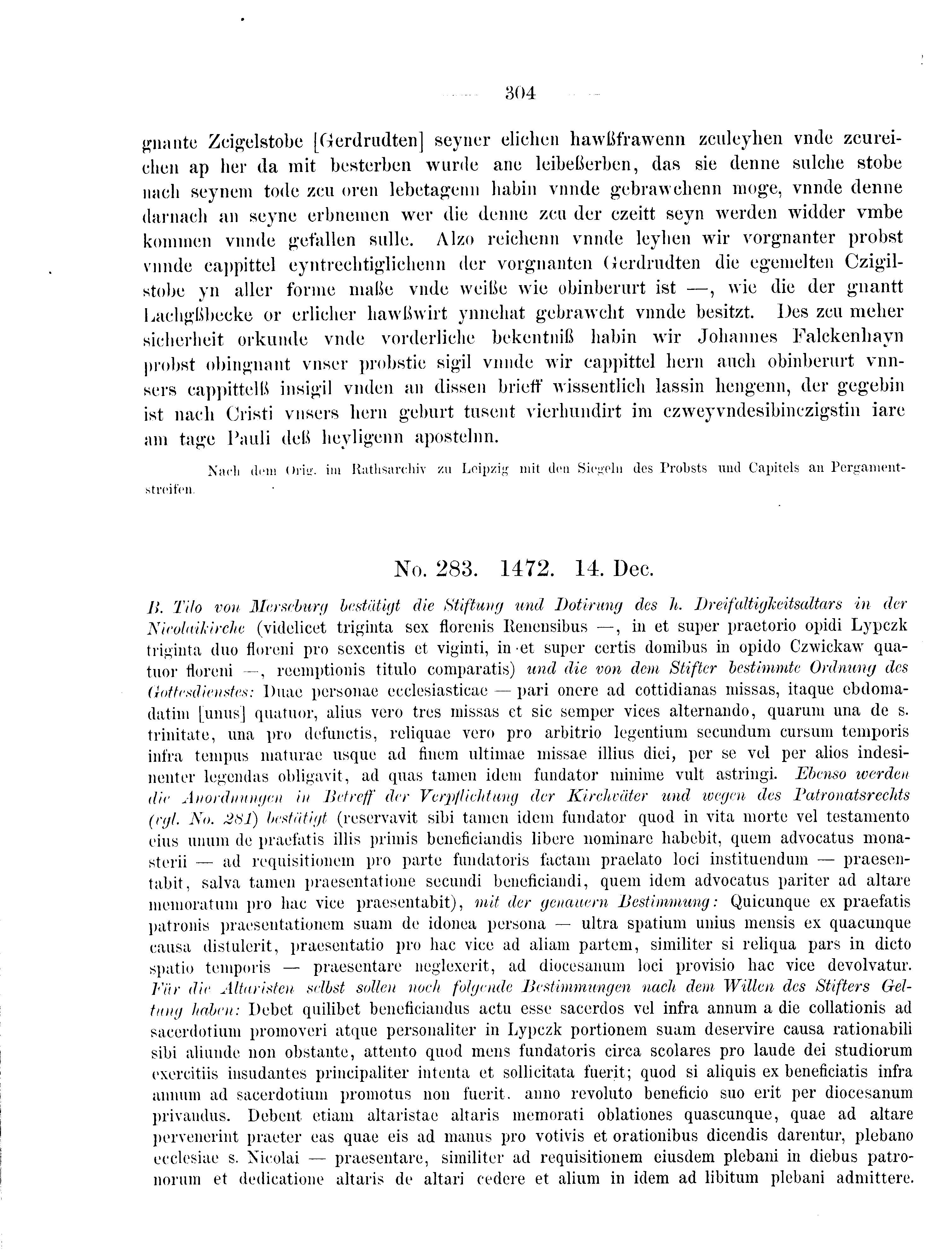 Historische Urkunde Seite 304 aus Band cds2_09