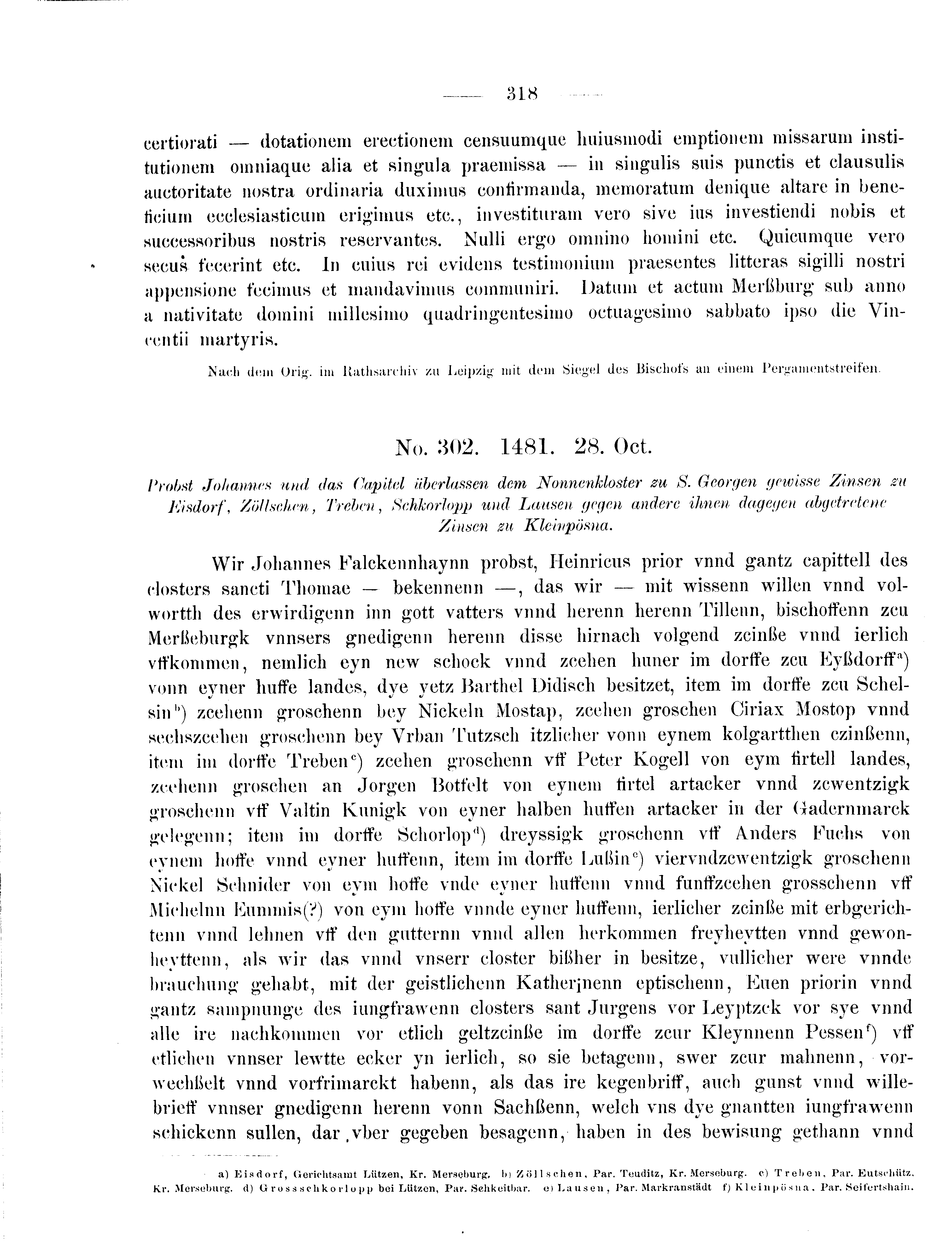 Historische Urkunde Seite 318 aus Band cds2_09